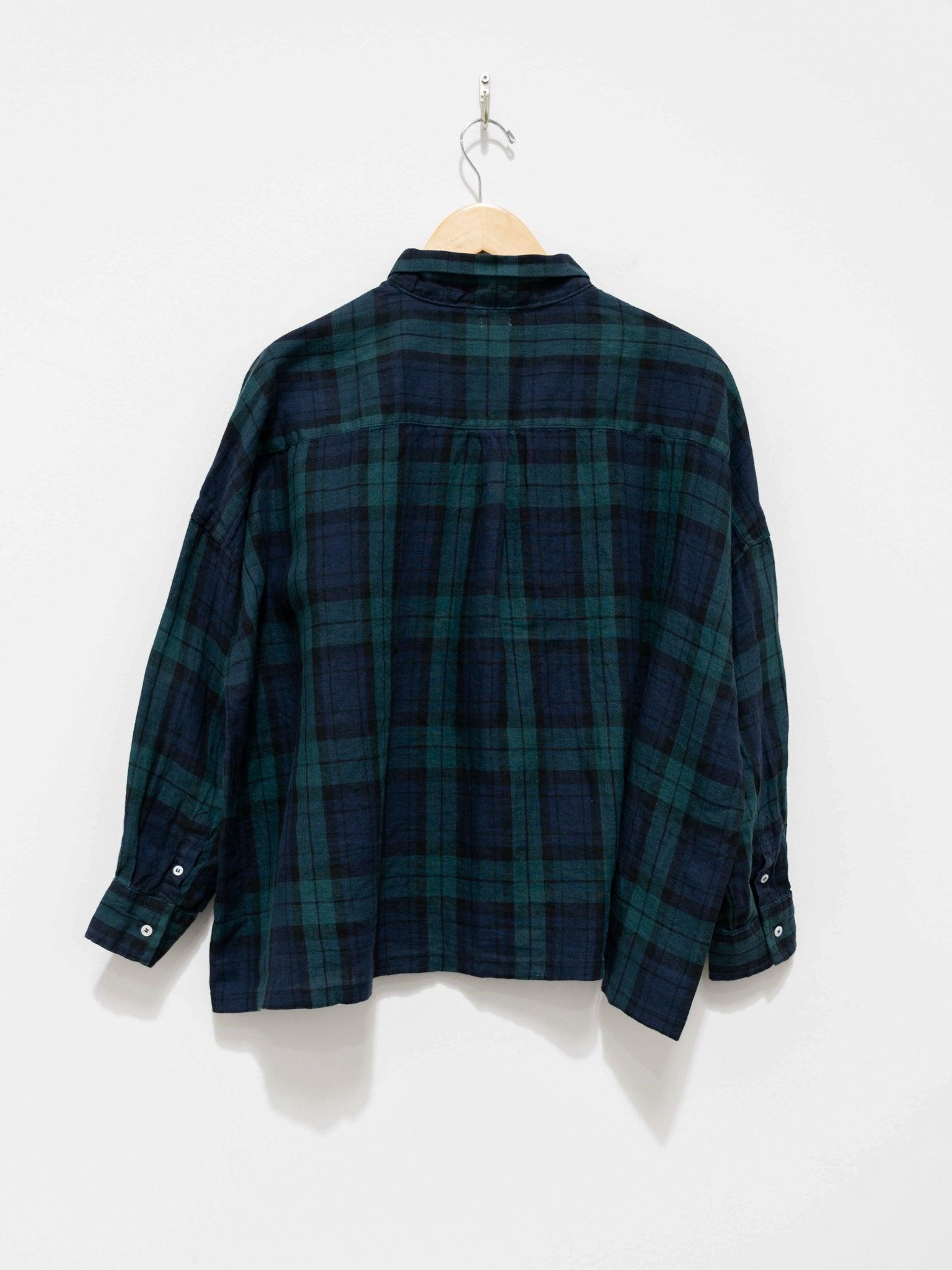 Namu Shop - Ichi Antiquites Linen BD Shirt - Blackwatch