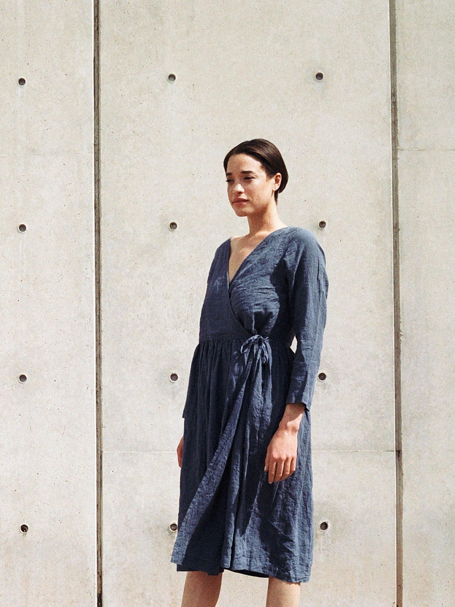 Namu Shop - Ichi Antiquites Linen Cache-Couer Dress