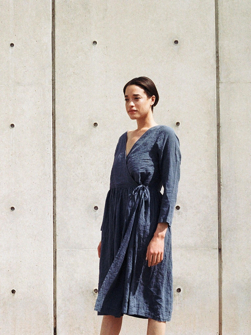 Namu Shop - Ichi Antiquites Linen Cache-Couer Dress