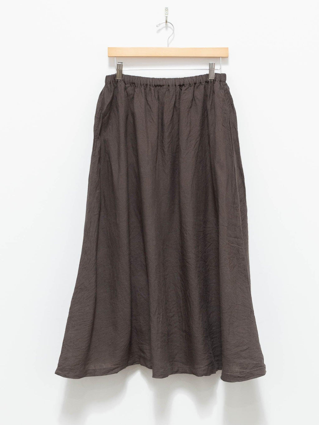 Namu Shop - Ichi Antiquites Linen Chambray Gather Skirt - Brown