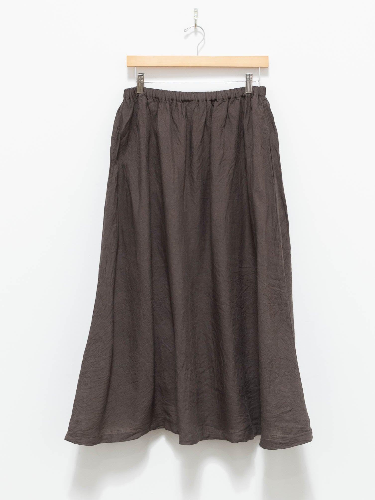 Namu Shop - Ichi Antiquites Linen Chambray Gather Skirt - Brown