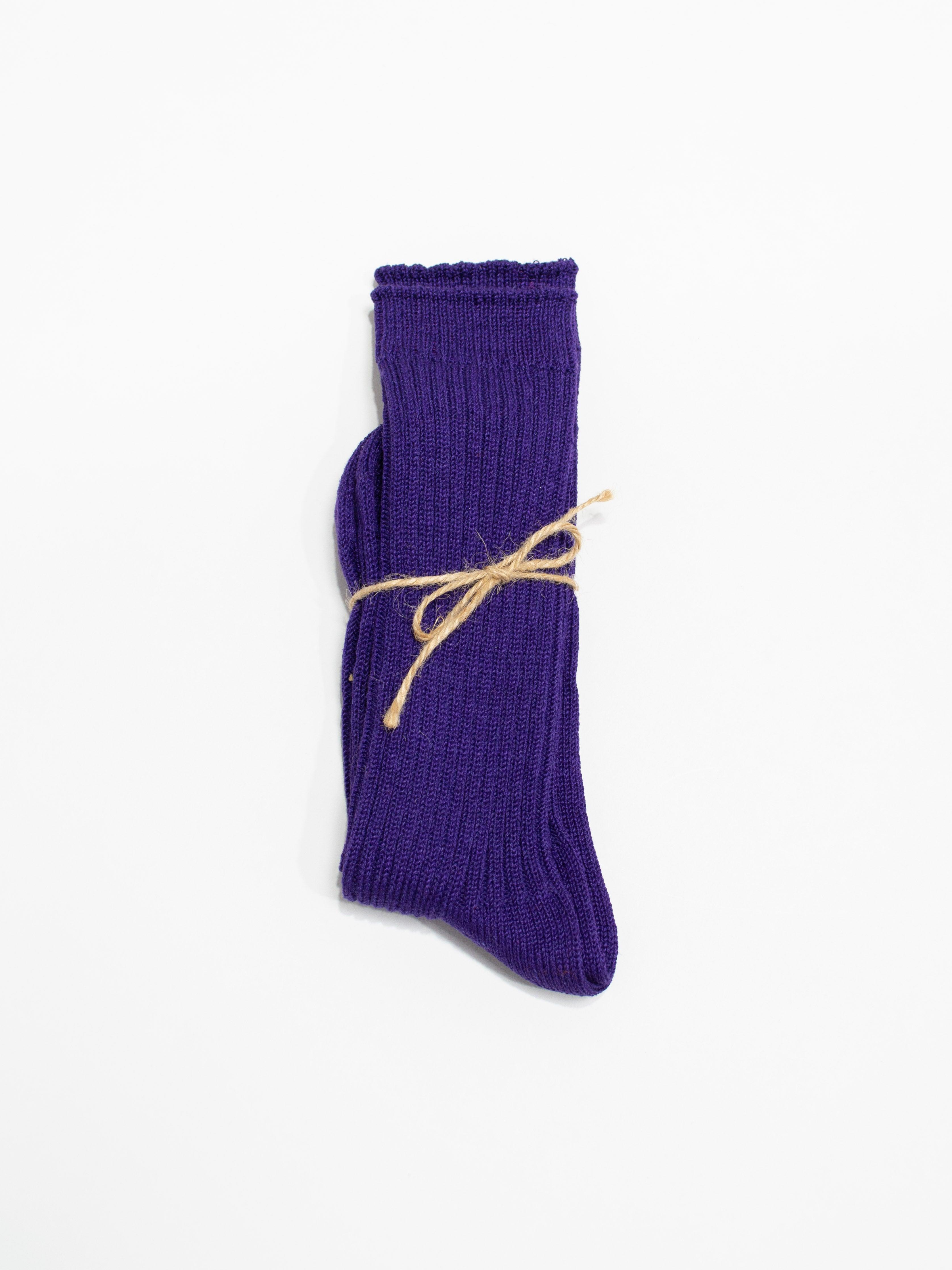 Namu Shop - Ichi Antiquites Linen Color Rib Socks - Smoke Pink, Orange, Purple