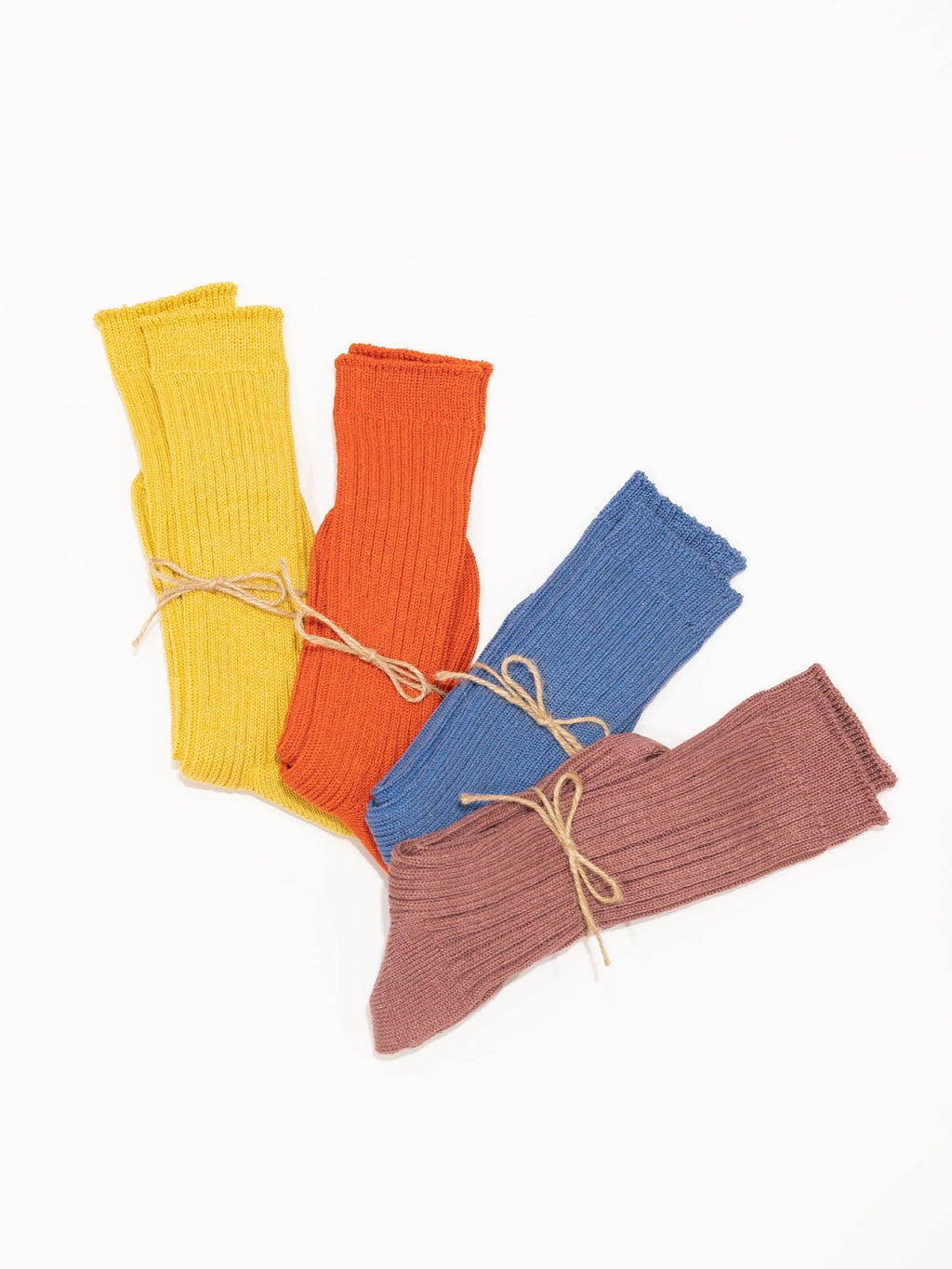 Namu Shop - Ichi Antiquites Linen Color Rib Socks - Yellow, Blue, Smoke Pink, Orange