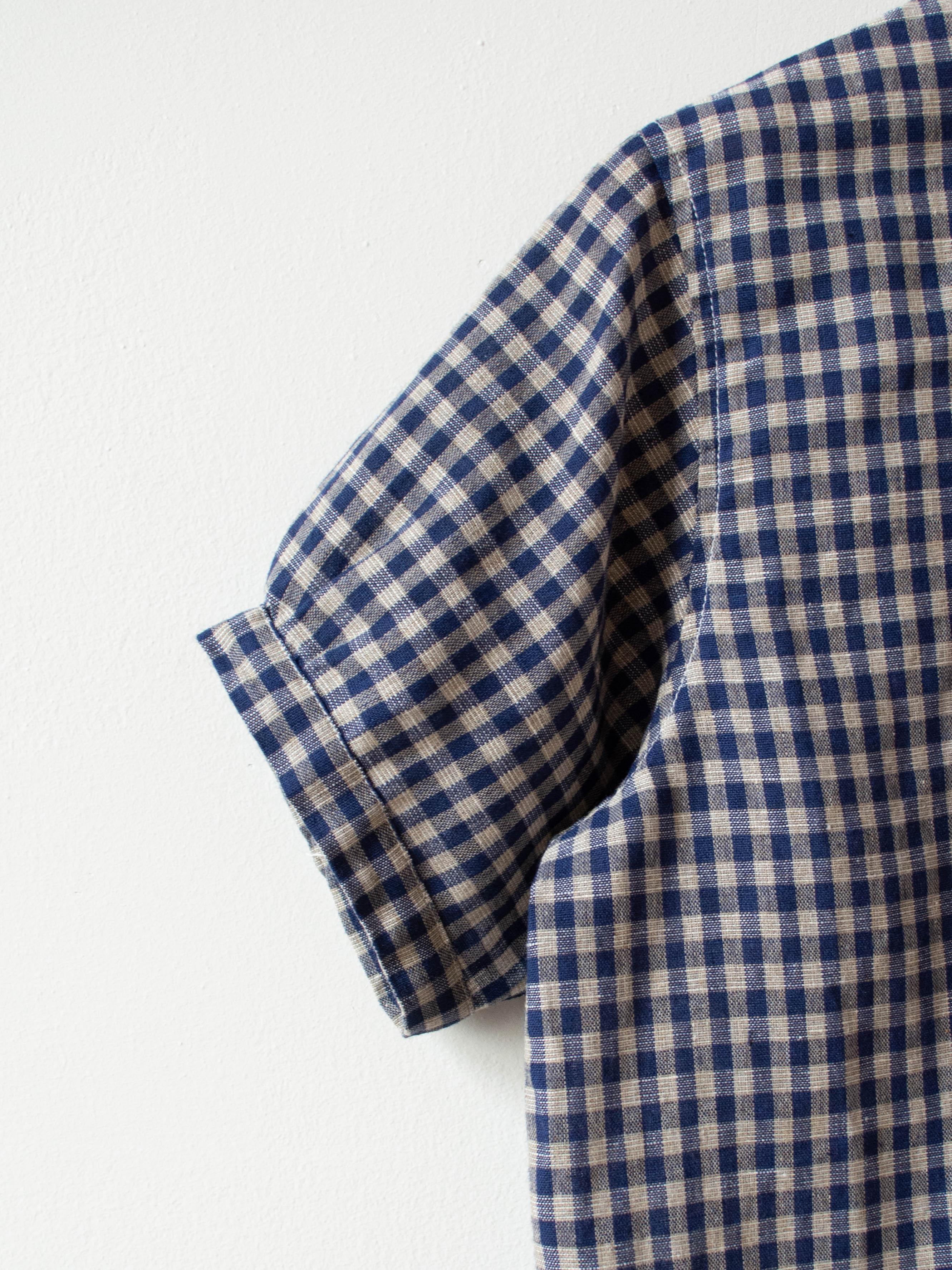 Namu Shop - Ichi Antiquites Linen Cotton Gingham Shirt - Navy