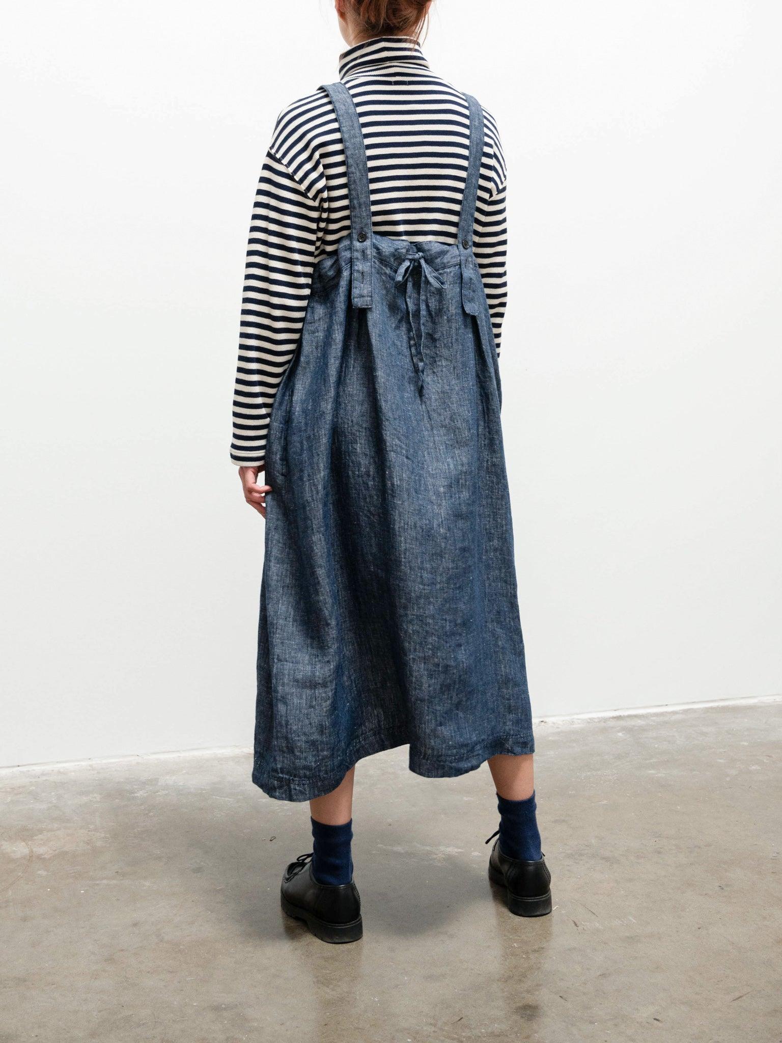 denim salopette dress 1970s Denim Patchwork Print A Line Salopette Dress. S