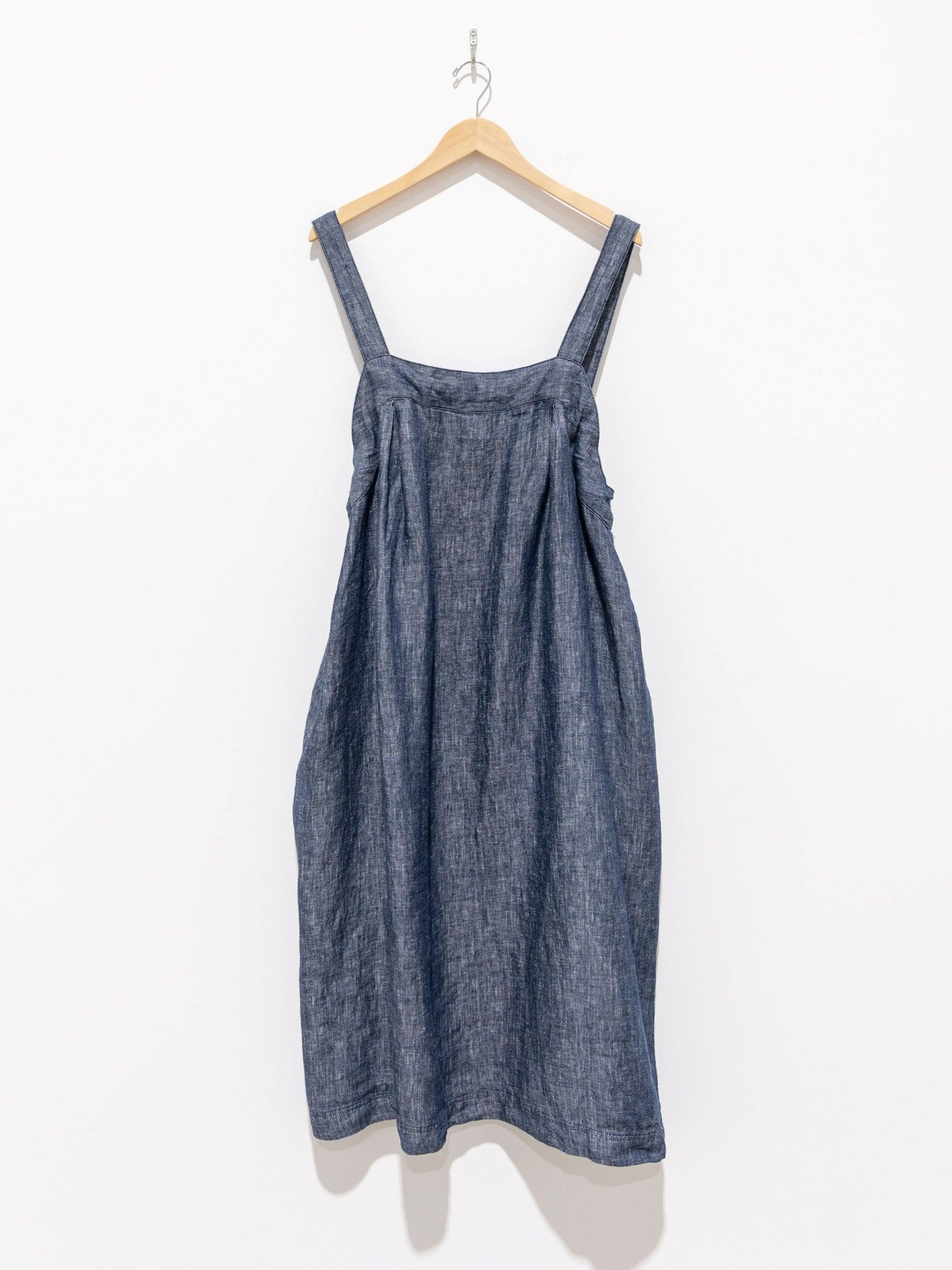 Namu Shop - Ichi Antiquites Linen Denim Salopette Dress - Navy