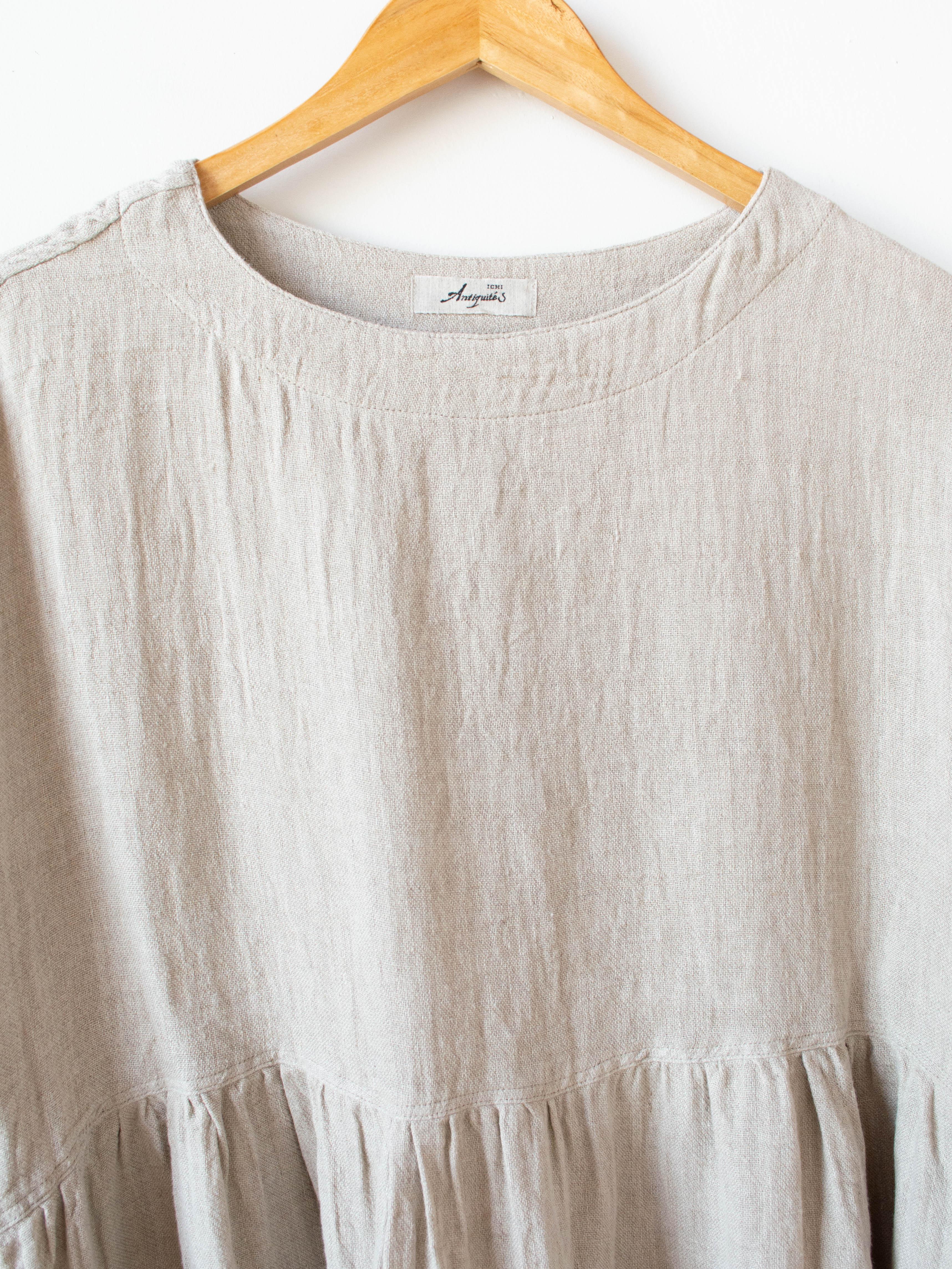 Namu Shop - Ichi Antiquites Linen Dobby AZUMADAKI Dress - Natural