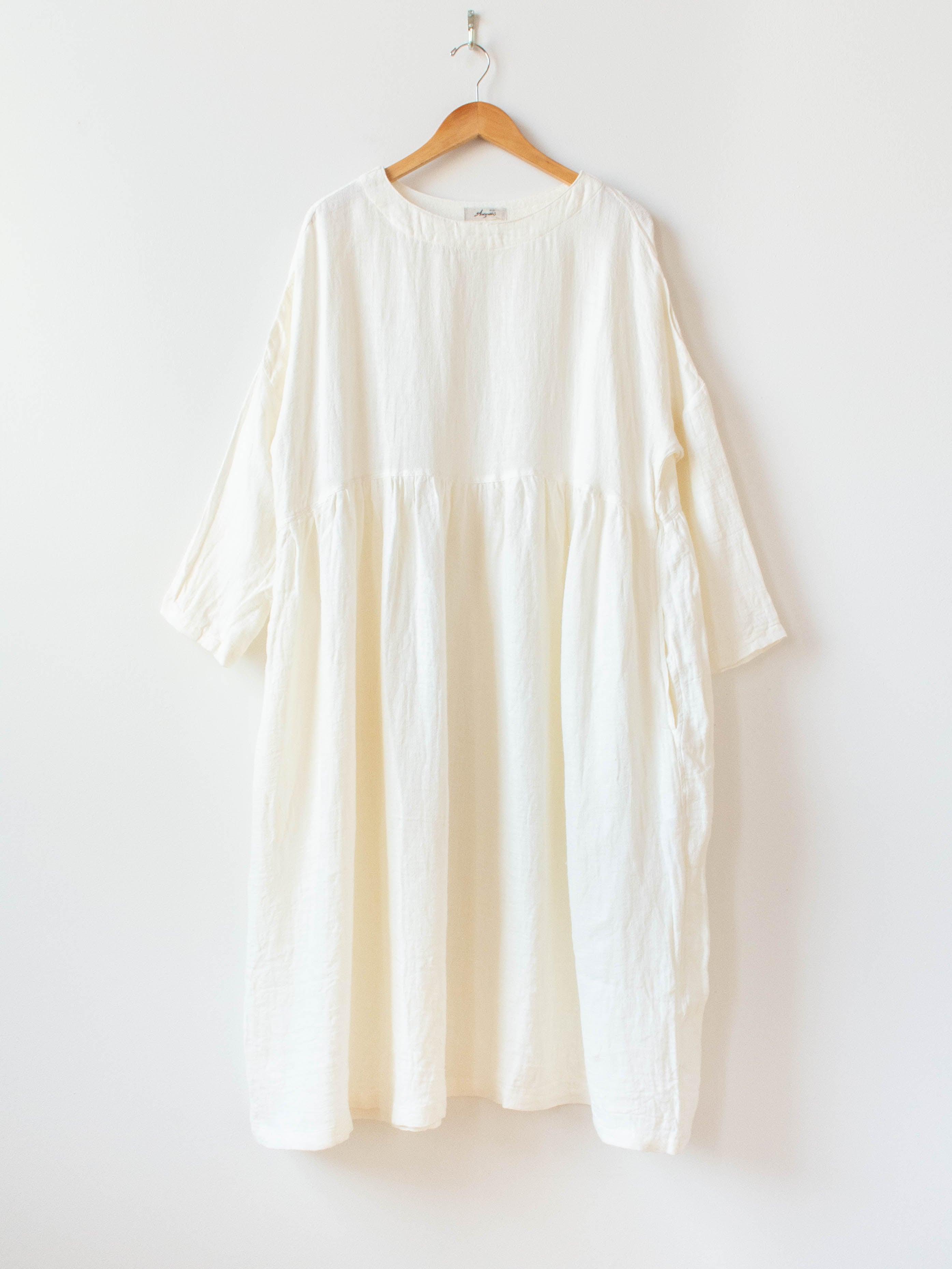 Namu Shop - Ichi Antiquites Linen Dobby AZUMADAKI Dress - White