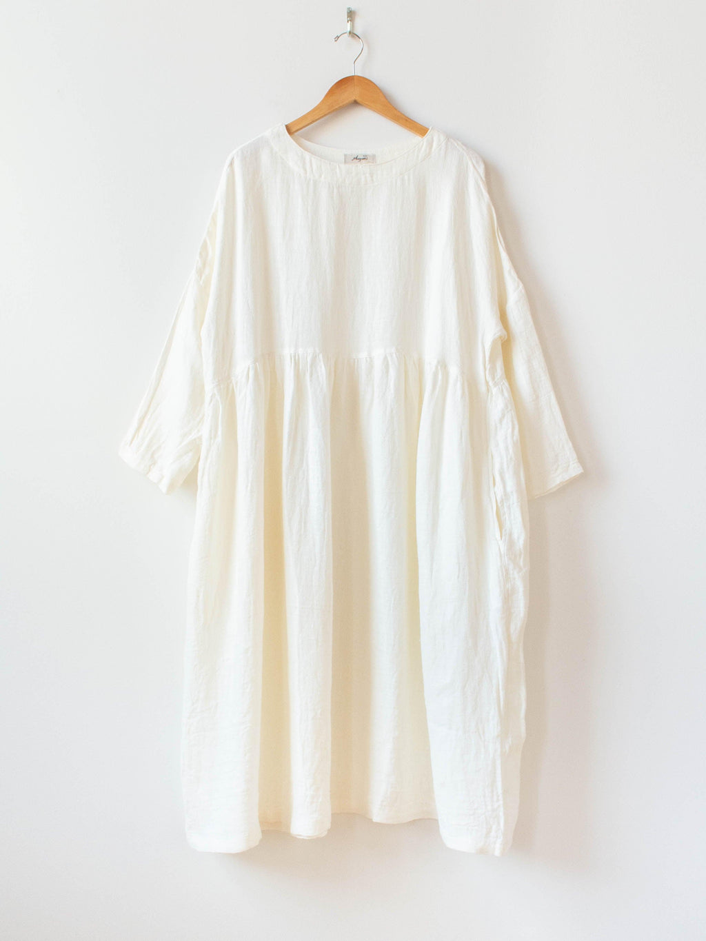 Namu Shop - Ichi Antiquites Linen Dobby AZUMADAKI Dress - White