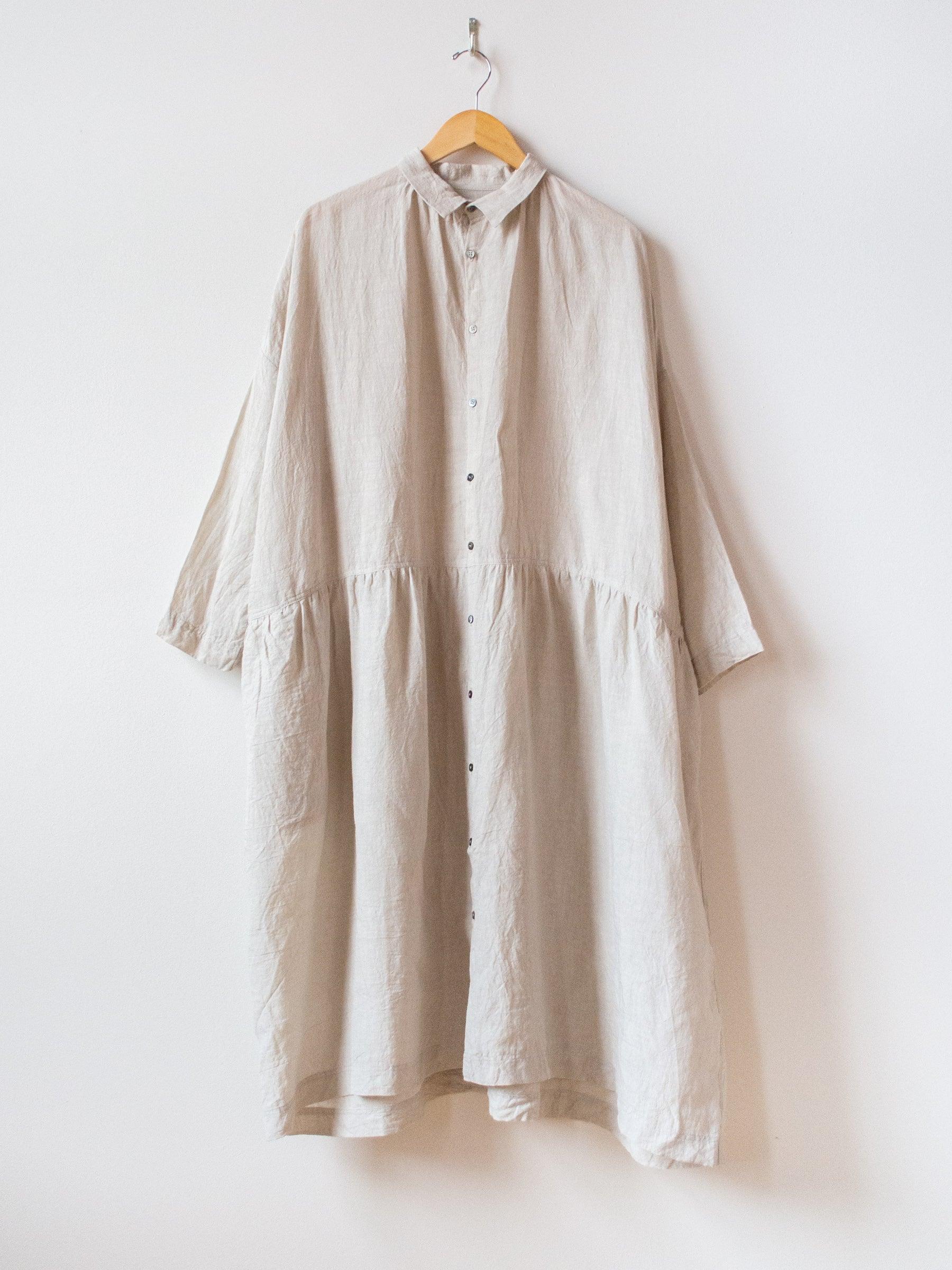 Namu Shop - Ichi Antiquites Linen Gather Dress - Greige