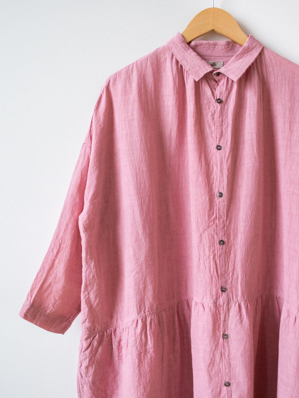 Namu Shop - Ichi Antiquites Linen Gather Dress - Pink