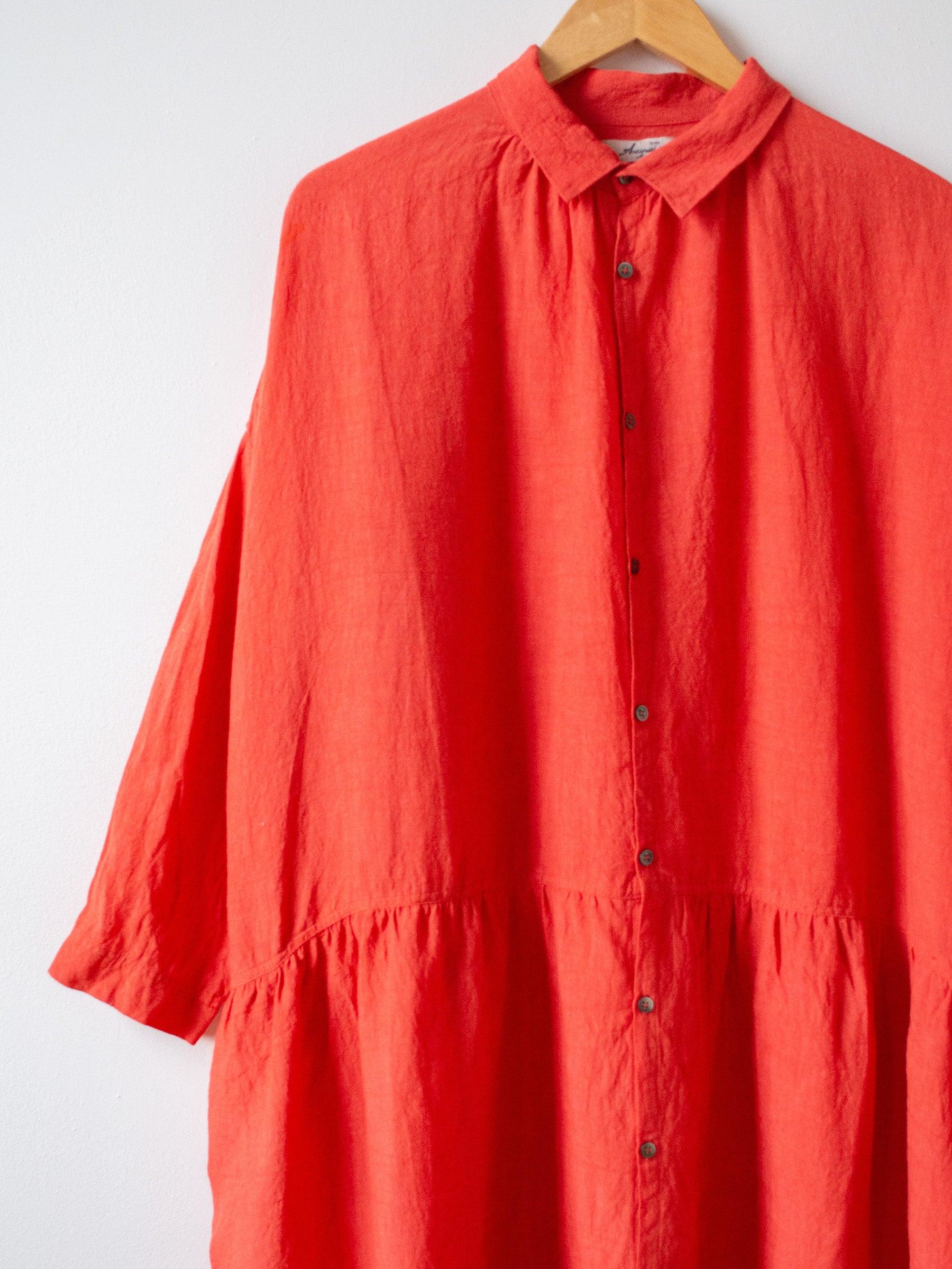 Namu Shop - Ichi Antiquites Linen Gather Dress - Red