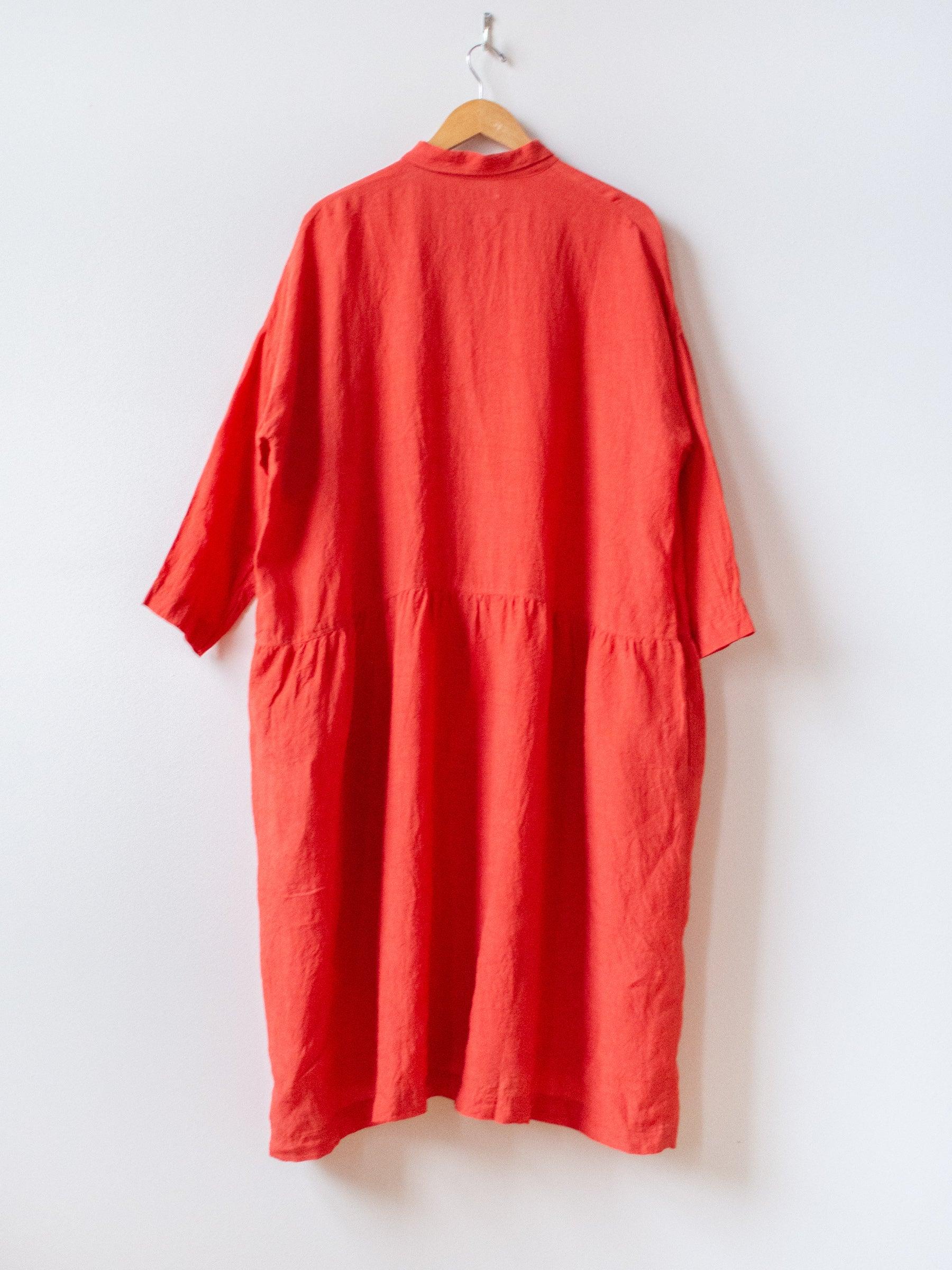 Namu Shop - Ichi Antiquites Linen Gather Dress - Red