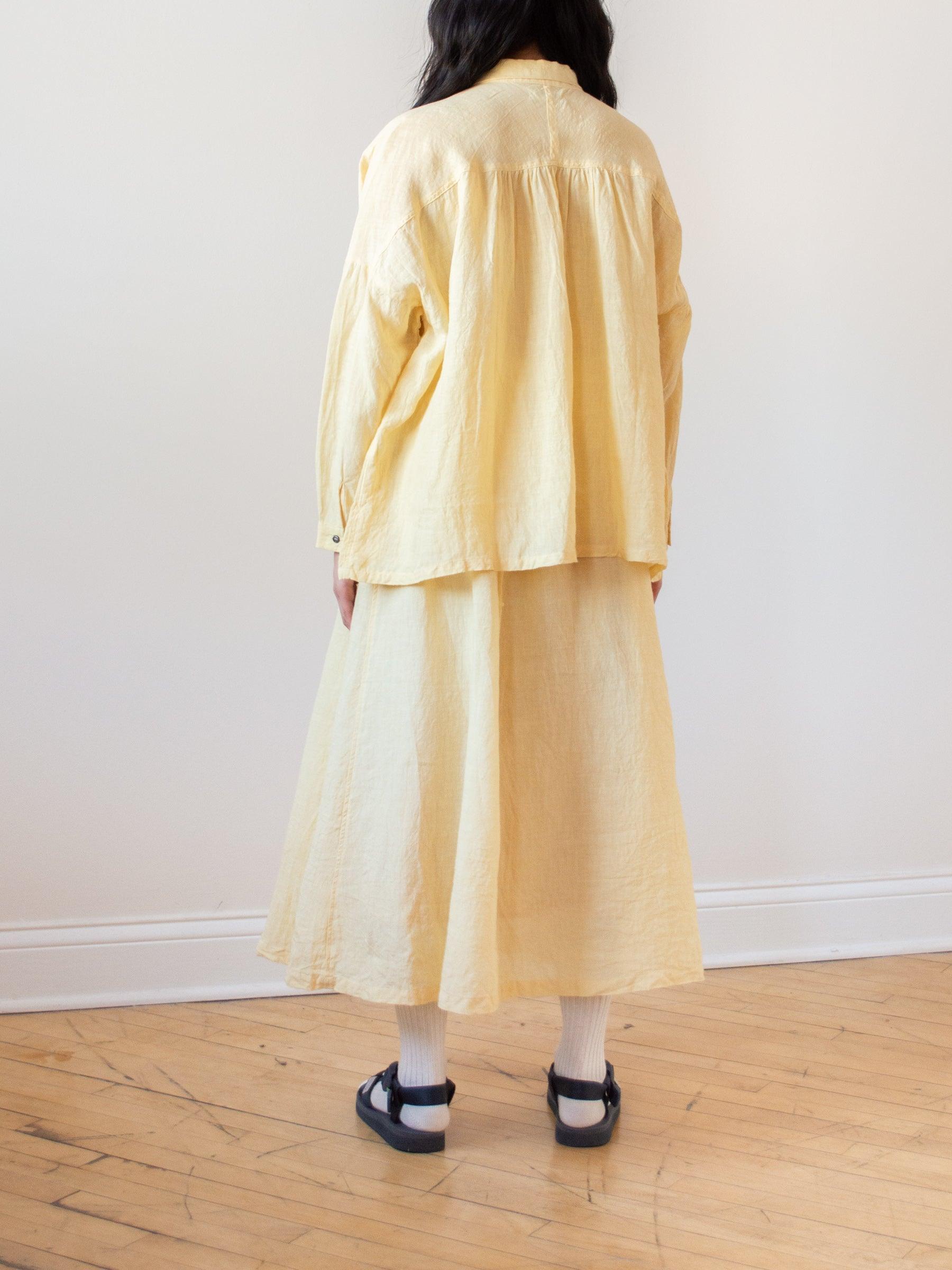 Namu Shop - Ichi Antiquites Linen Gather Shirt - Yellow