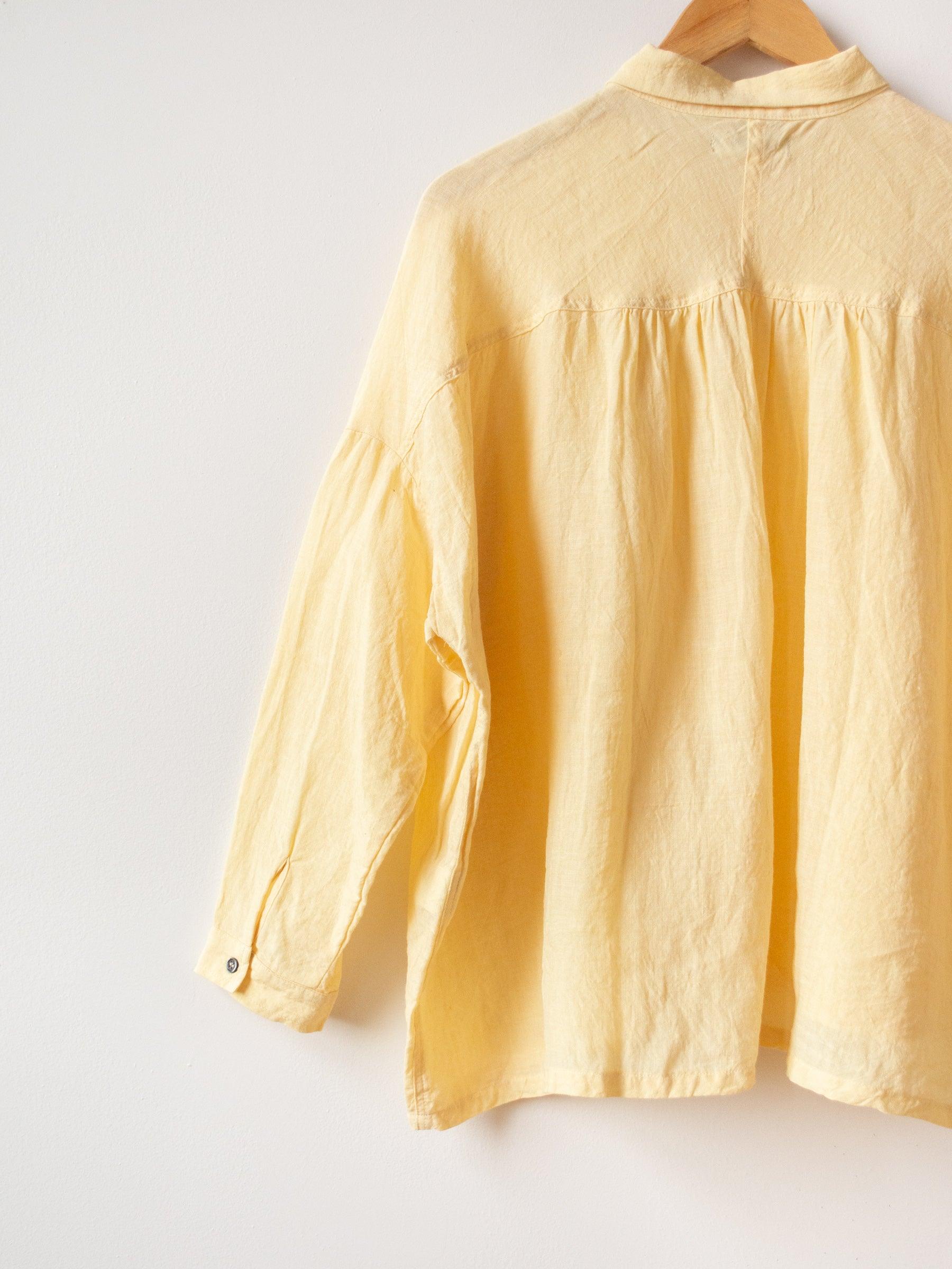 Namu Shop - Ichi Antiquites Linen Gather Shirt - Yellow
