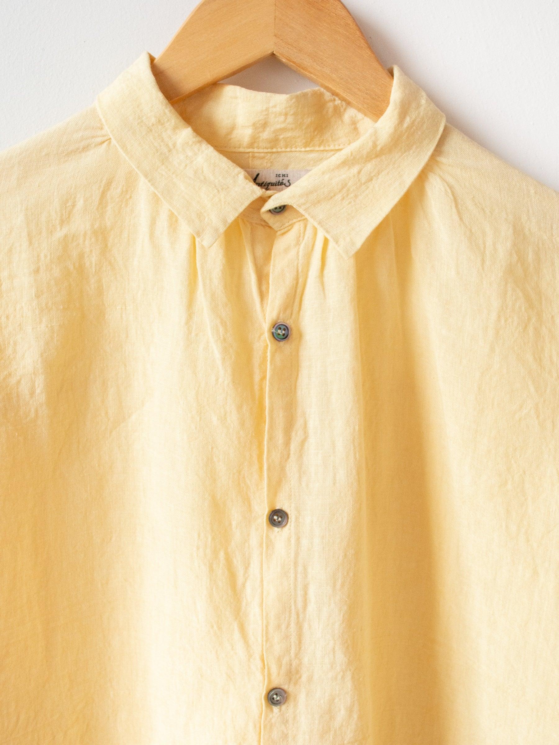 Namu Shop - Ichi Antiquites Linen Gather Shirt - Yellow