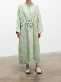 Namu Shop - Ichi Antiquites Linen Gingham Dress - White x Green