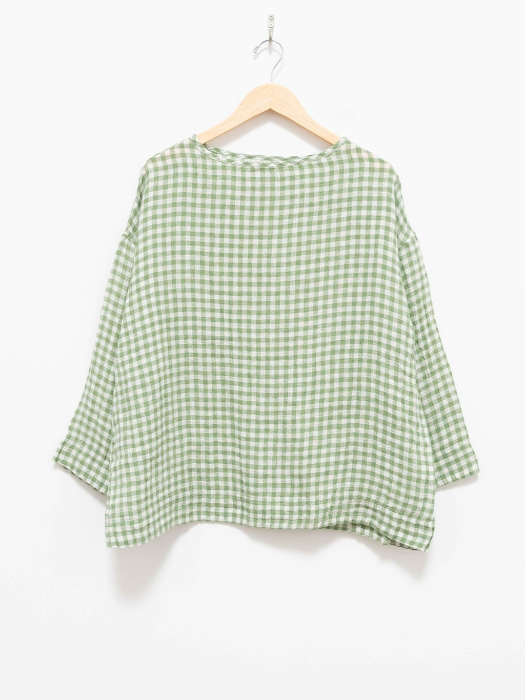 Namu Shop - Ichi Antiquites Linen Gingham Pullover - White x Green