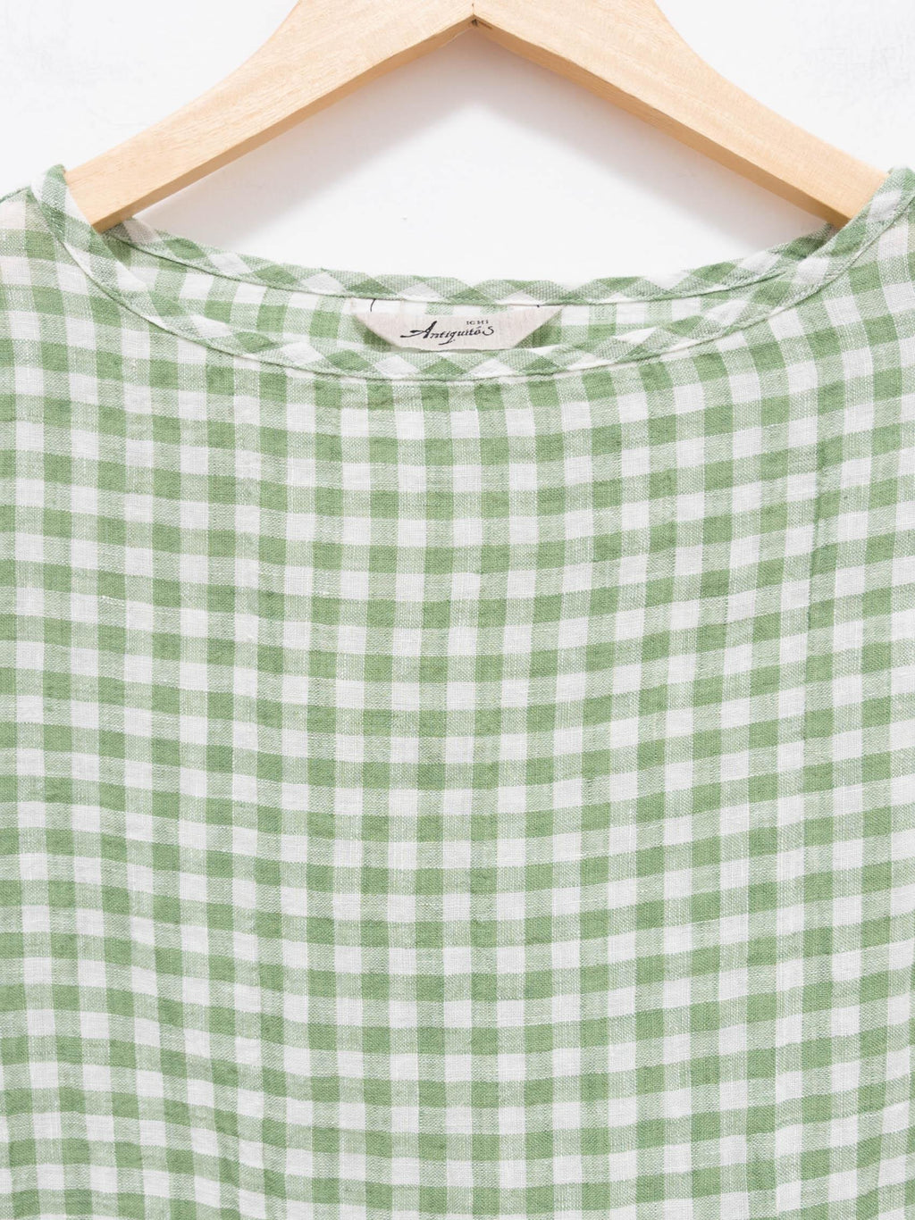 Namu Shop - Ichi Antiquites Linen Gingham Pullover - White x Green