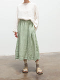 Namu Shop - Ichi Antiquites Linen Gingham Pullover - White x Green