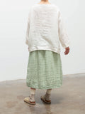 Namu Shop - Ichi Antiquites Linen Gingham Pullover - White x Green