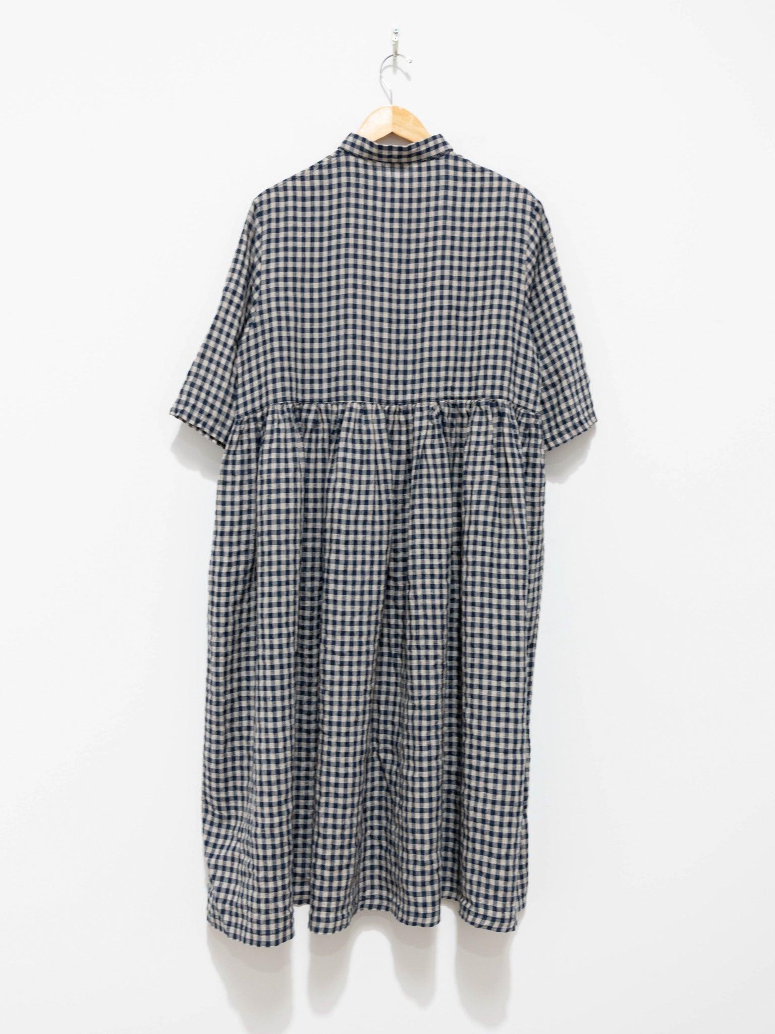 Linen Gingham SS Shirt Dress - Natural x Navy Linen Gingham SS Shirt Dress - Natural x Navy