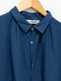 Namu Shop - Ichi Antiquites Linen Indigo Gingham Shirt Dress - Indigo x Blue