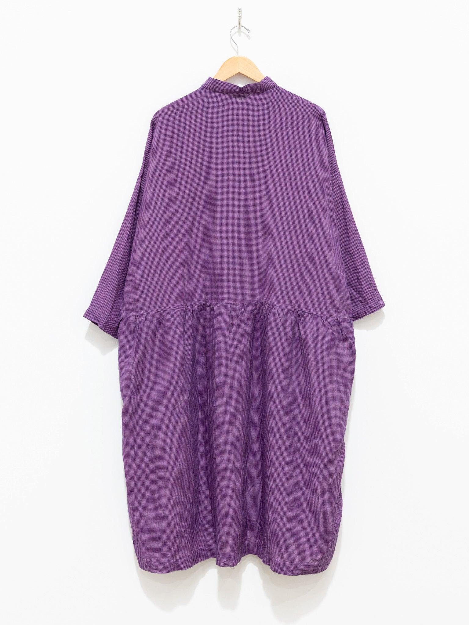 Namu Shop - Ichi Antiquites Linen Indigo Gingham Shirt Dress - Indigo x Pink