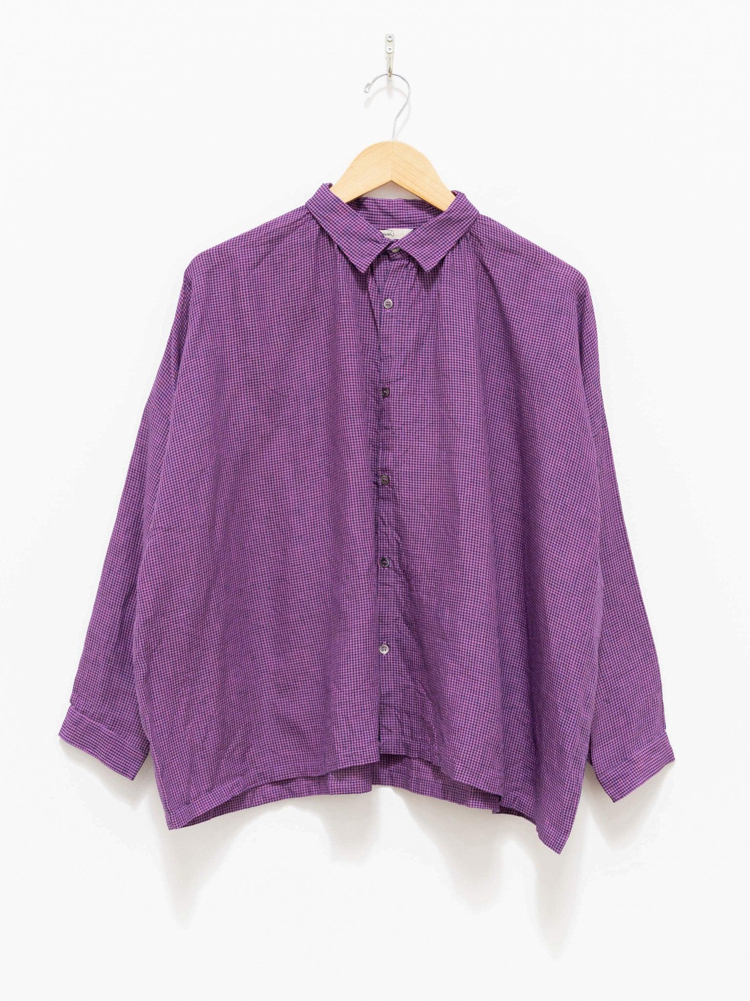 Namu Shop - Ichi Antiquites Linen Indigo Gingham Shirt - Indigo x Pink