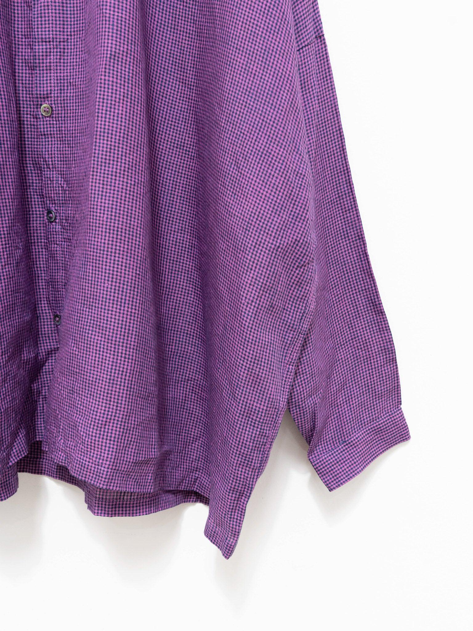 Namu Shop - Ichi Antiquites Linen Indigo Gingham Shirt - Indigo x Pink