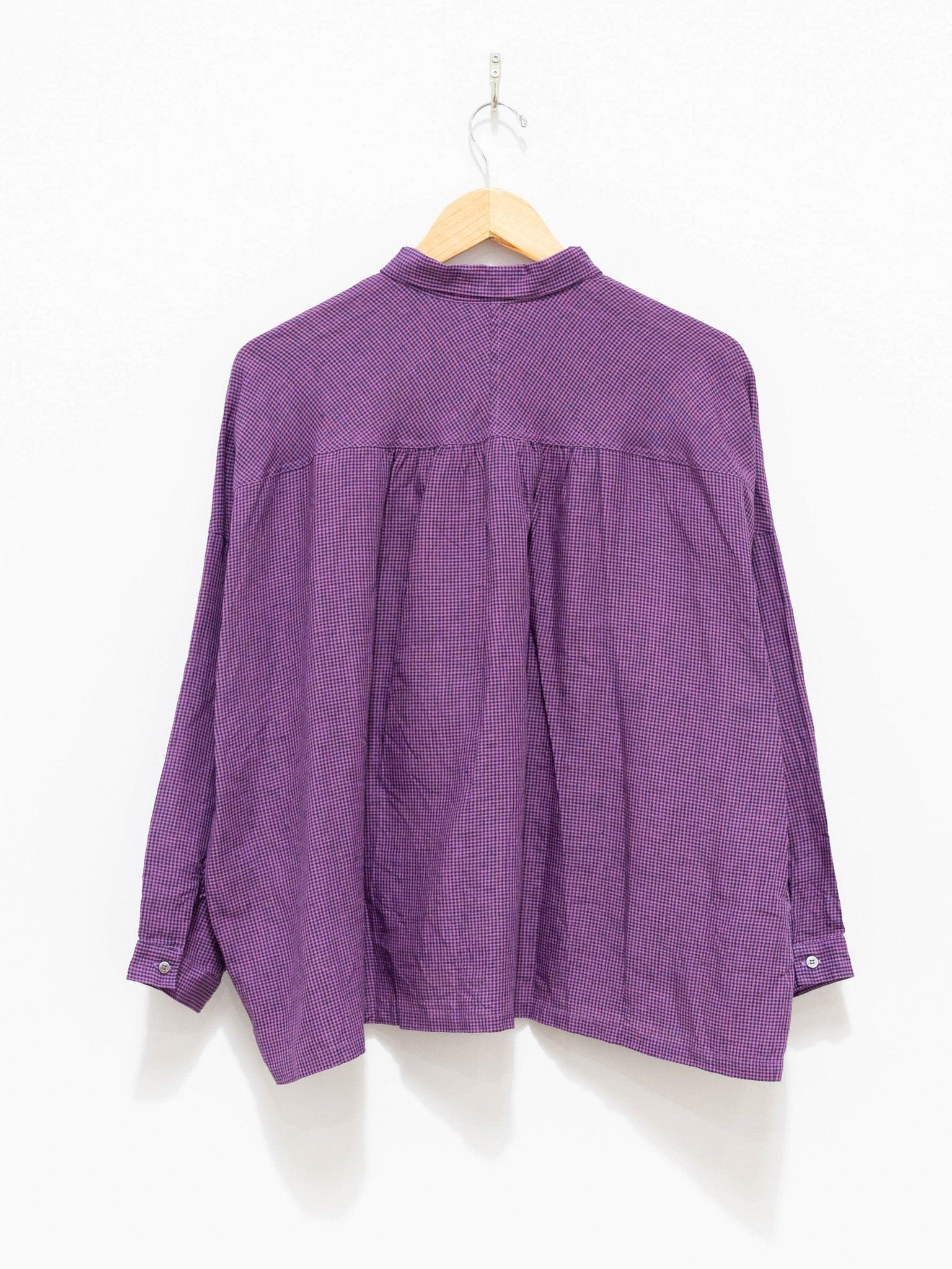 Namu Shop - Ichi Antiquites Linen Indigo Gingham Shirt - Indigo x Pink