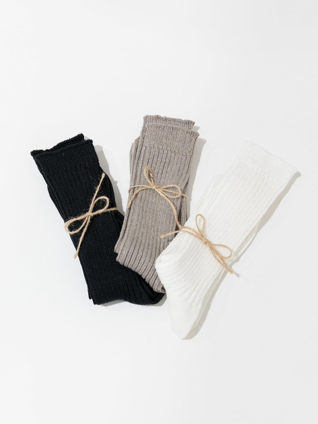 Namu Shop - Ichi Antiquites Linen Rib Socks - White, Gray, Black