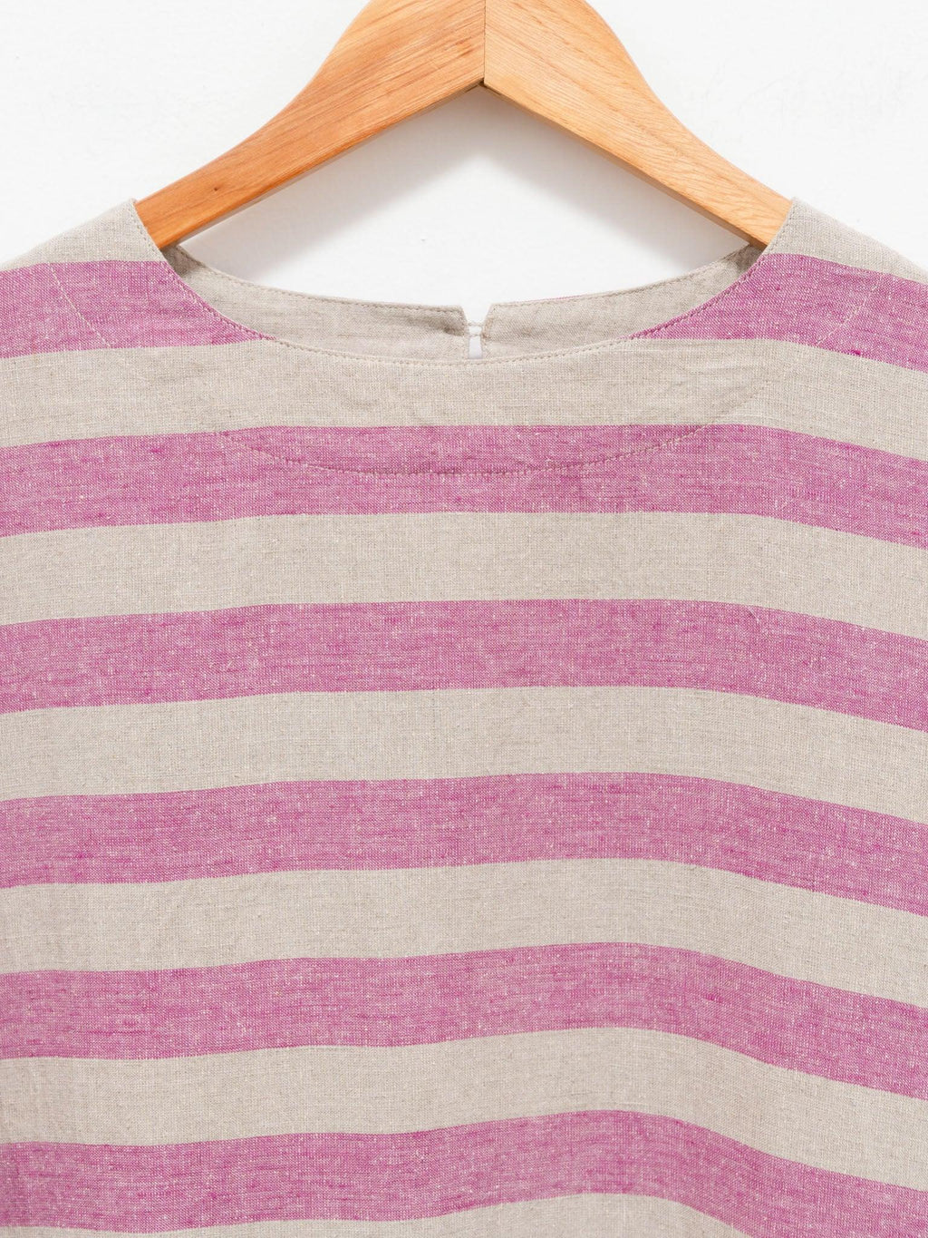 Namu Shop - Ichi Antiquites Linen Silk Border Dress - Natural x Pink