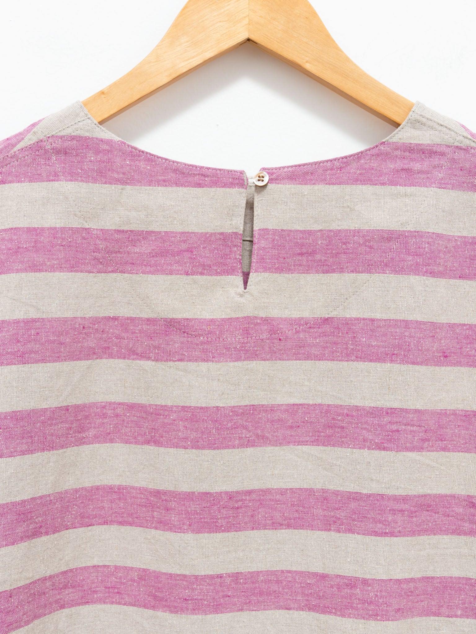 Namu Shop - Ichi Antiquites Linen Silk Border Pullover - Natural x Pink