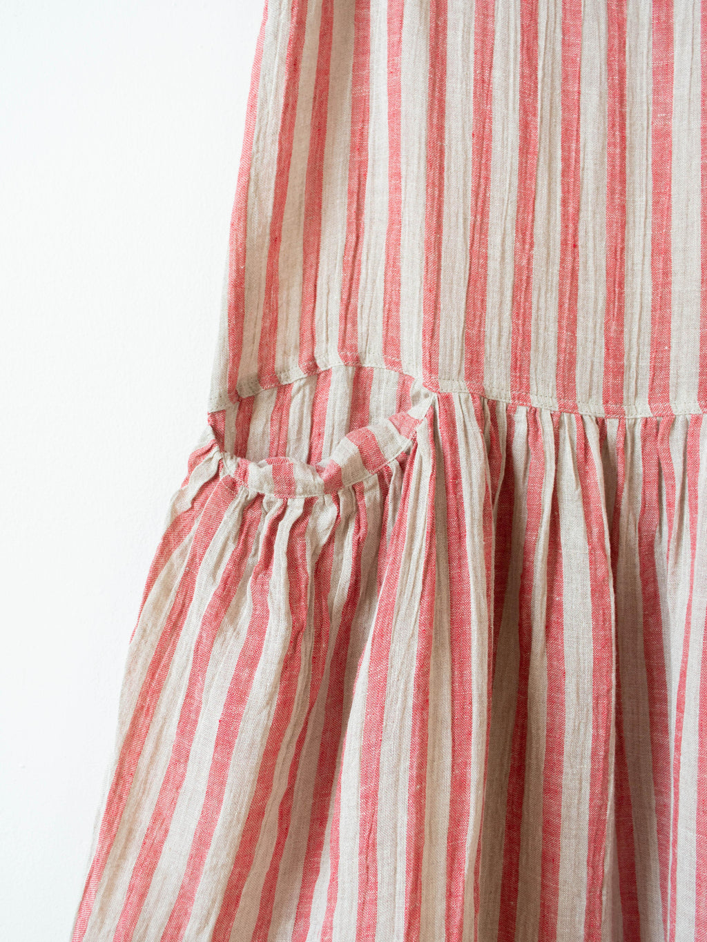 Namu Shop - Ichi Antiquites Linen Stripe Dress - Natural x Red