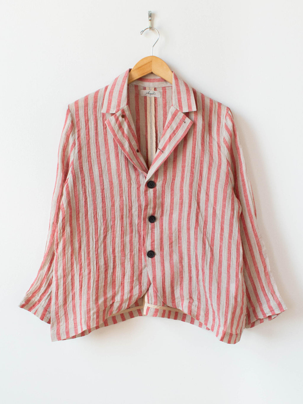 Namu Shop - Ichi Antiquites Linen Stripe Jacket - Natural x Red