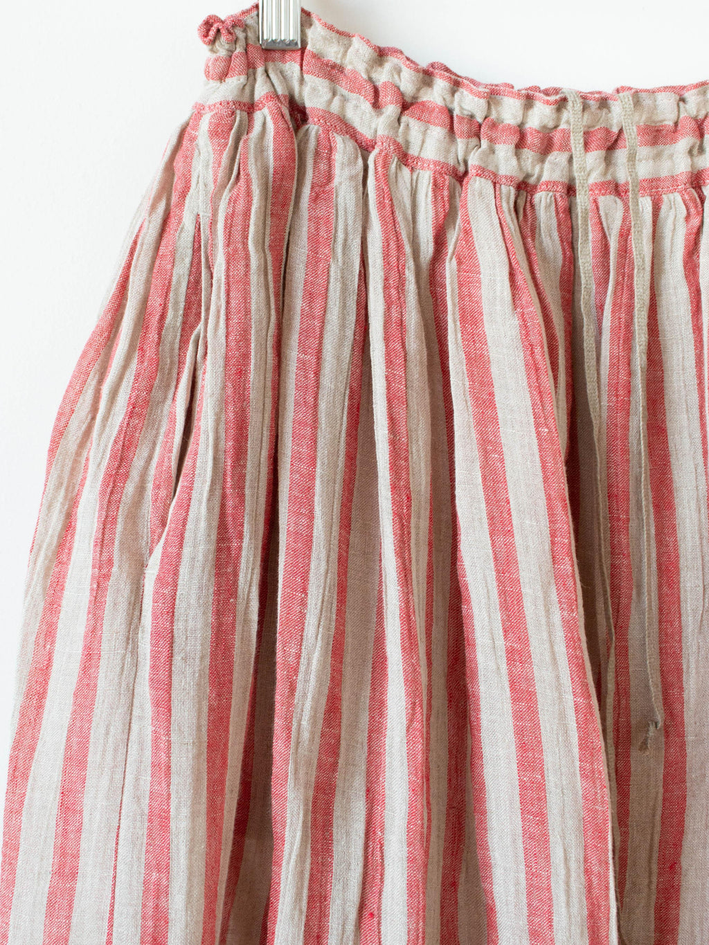 Namu Shop - Ichi Antiquites Linen Stripe Skirt - Natural x Red