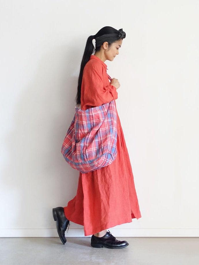 Namu Shop - Ichi Antiquites Linen Tartan Check Bag - Red