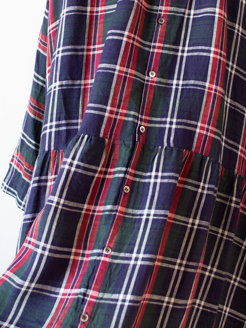 Namu Shop - Ichi Antiquites Linen Tartan Check Dress - Navy