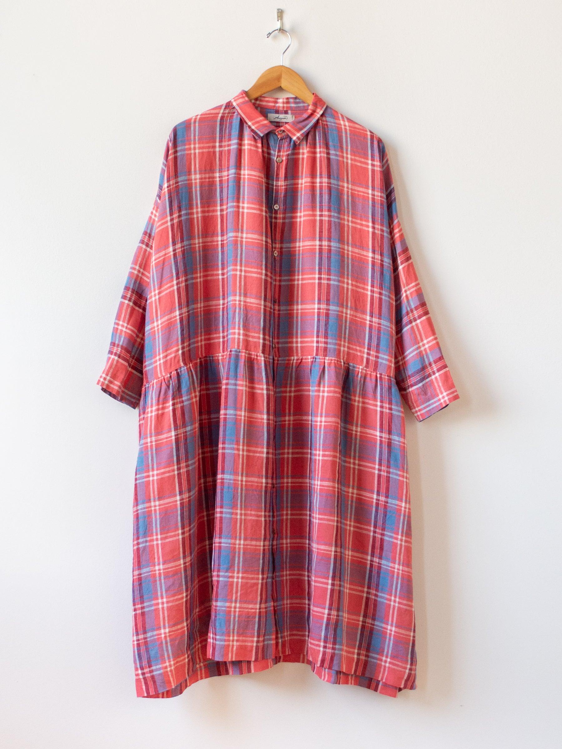 Namu Shop - Ichi Antiquites Linen Tartan Check Dress - Red