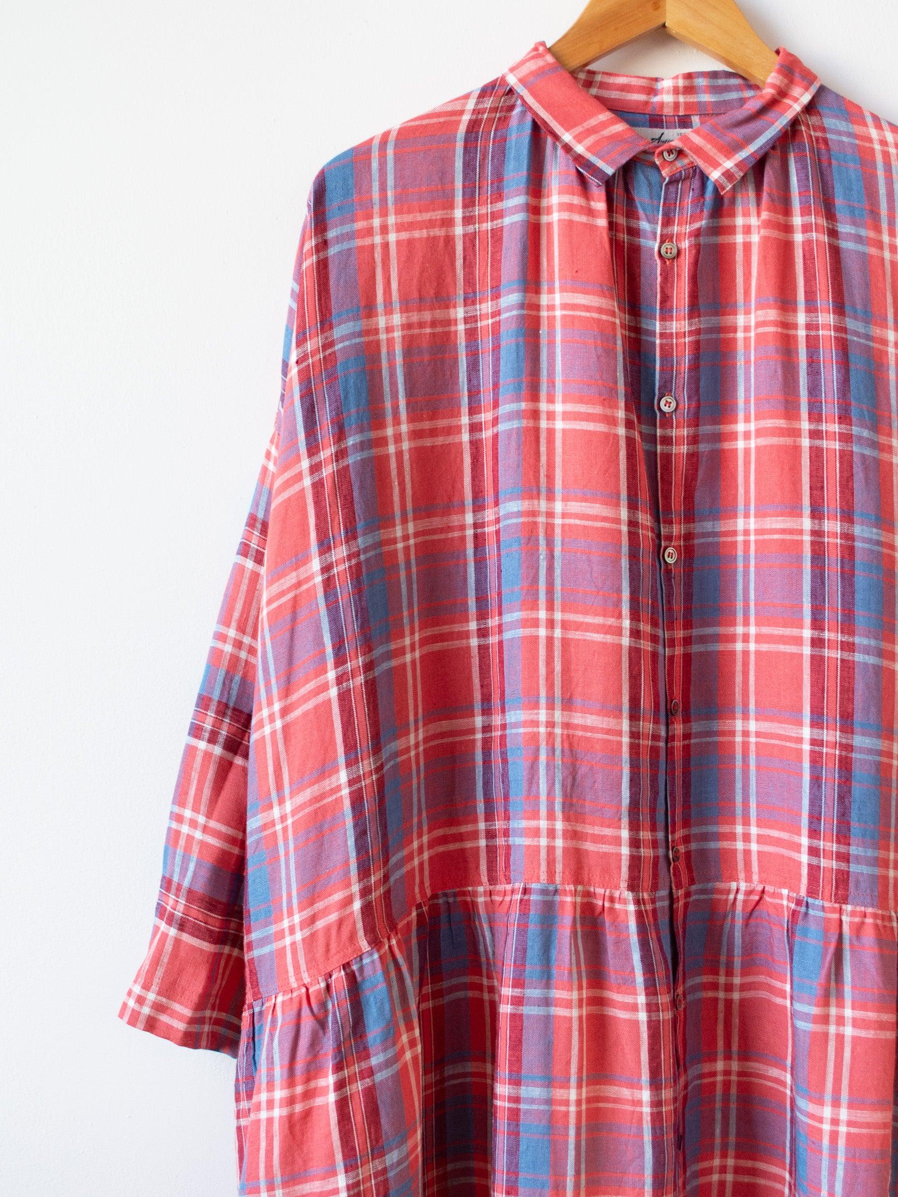 Namu Shop - Ichi Antiquites Linen Tartan Check Dress - Red