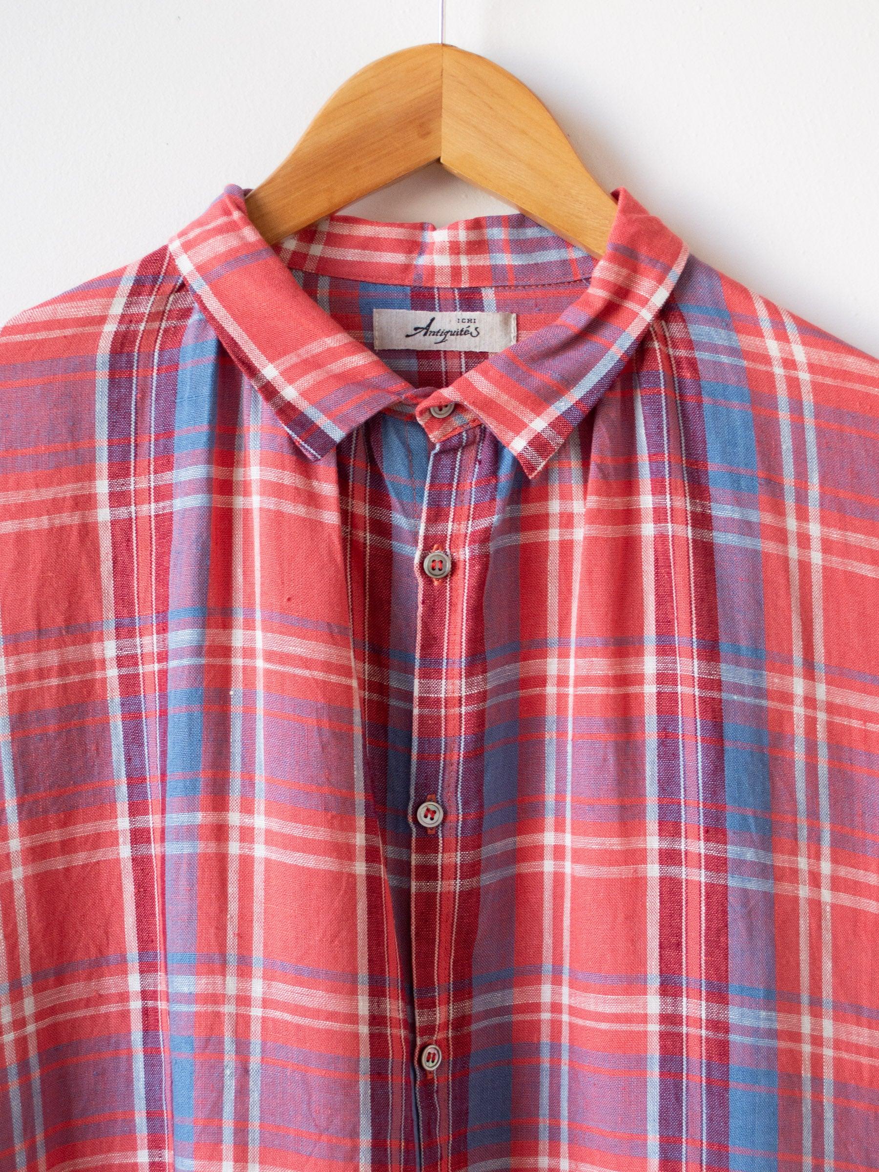 Namu Shop - Ichi Antiquites Linen Tartan Check Dress - Red