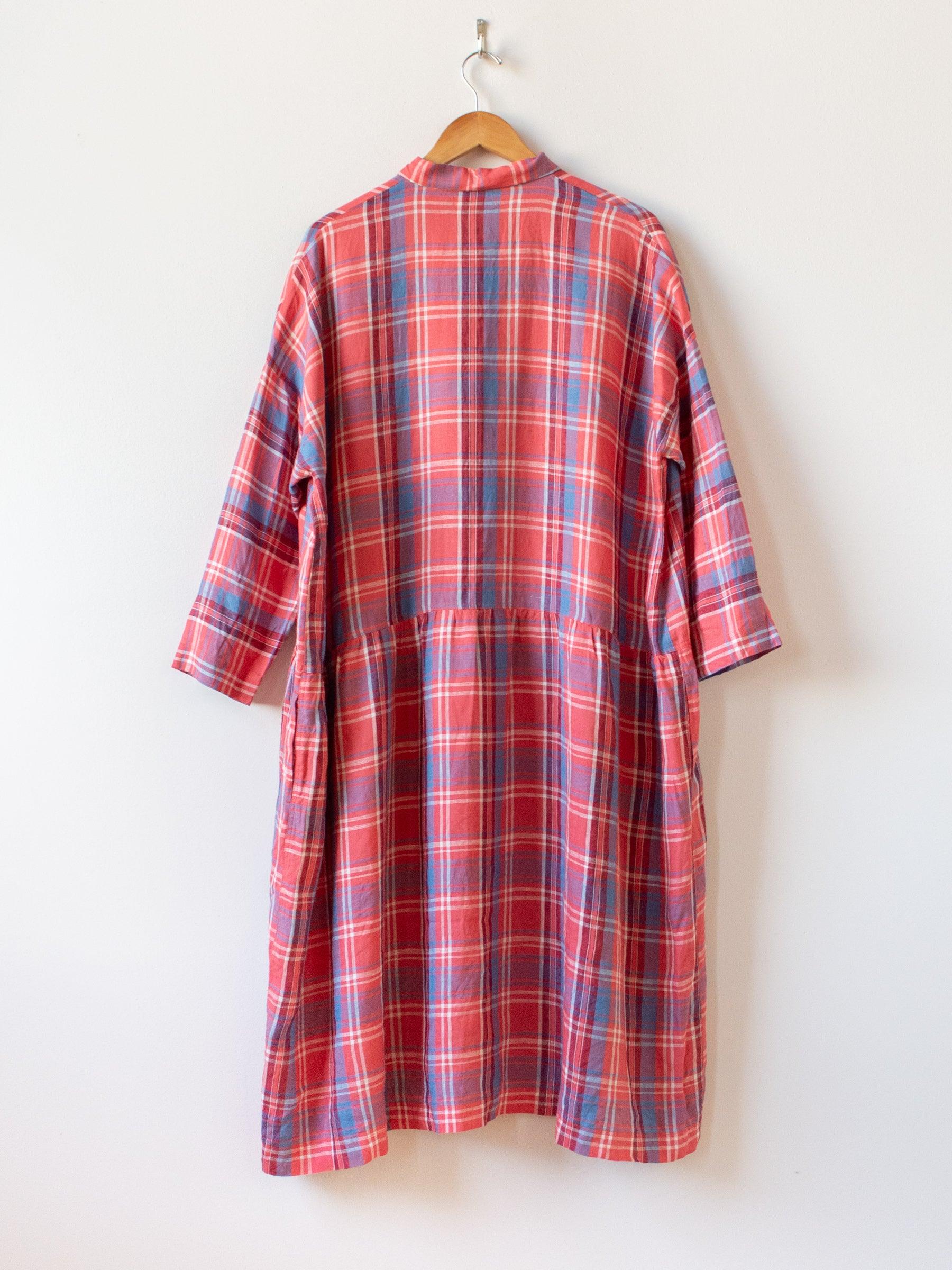 Namu Shop - Ichi Antiquites Linen Tartan Check Dress - Red