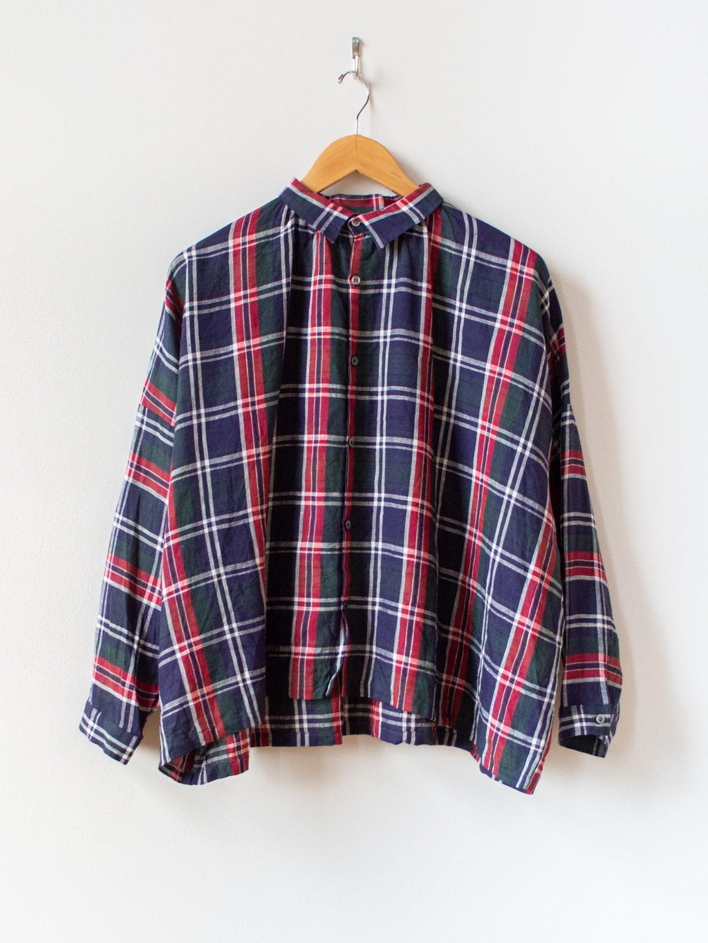 Namu Shop - Ichi Antiquites Linen Tartan Check Shirt - Navy
