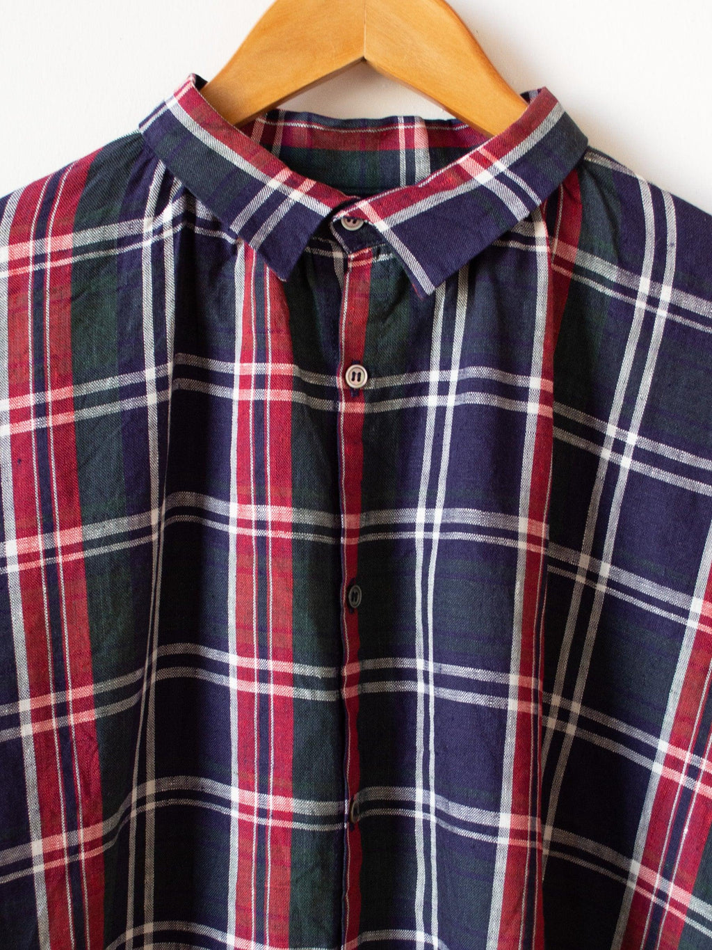 Namu Shop - Ichi Antiquites Linen Tartan Check Shirt - Navy