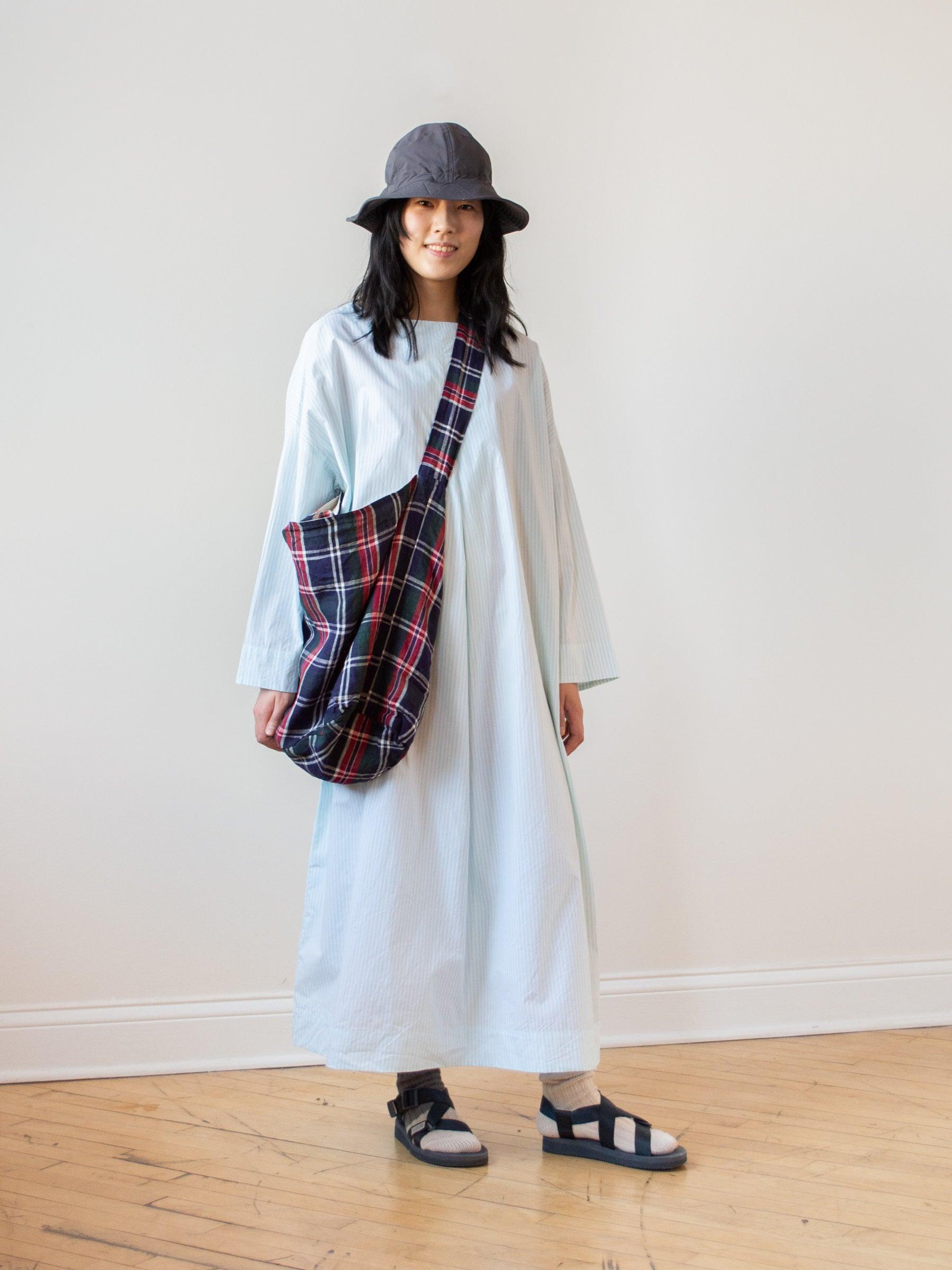 Namu Shop - Ichi Antiquites Linen Tartan Check Two Way Bag - Navy