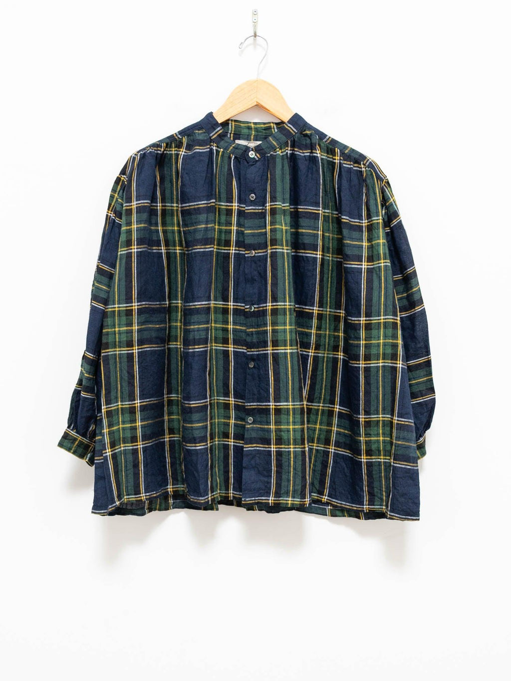 Namu Shop - Ichi Antiquites Linen Tartan Shirt - Black Watch