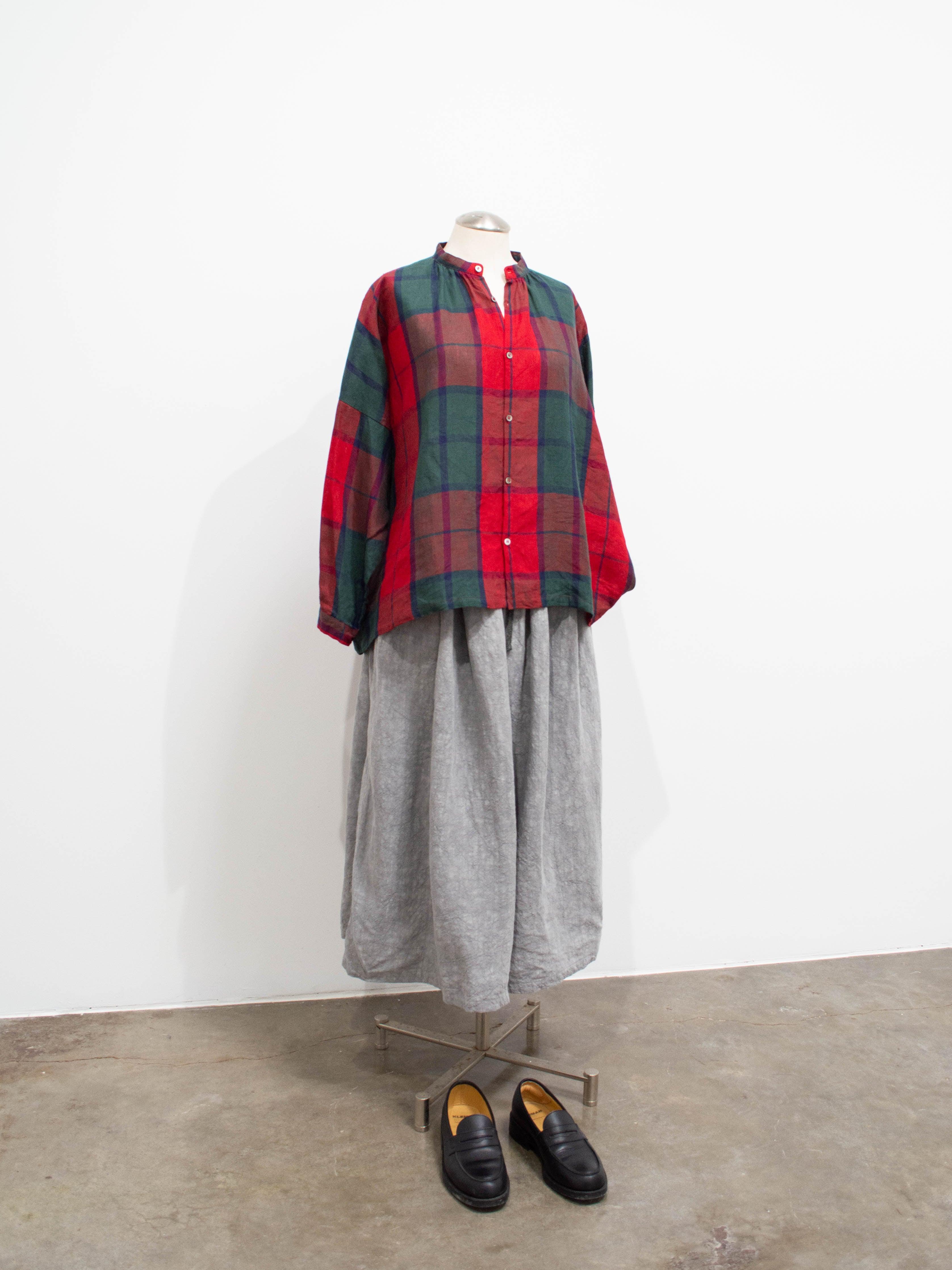 Namu Shop - Ichi Antiquites Linen Tartan Shirt - Red