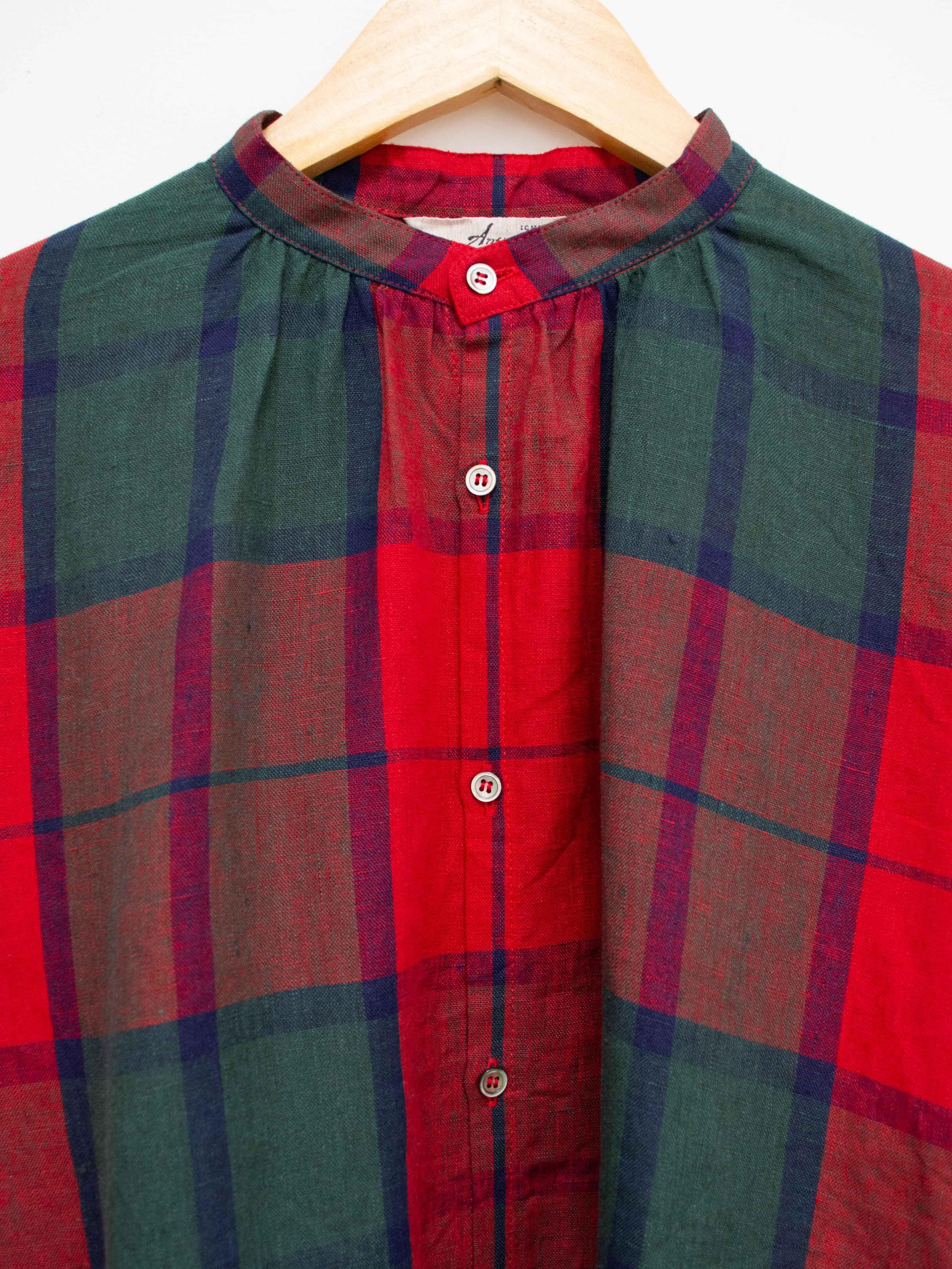 Namu Shop - Ichi Antiquites Linen Tartan Shirt - Red