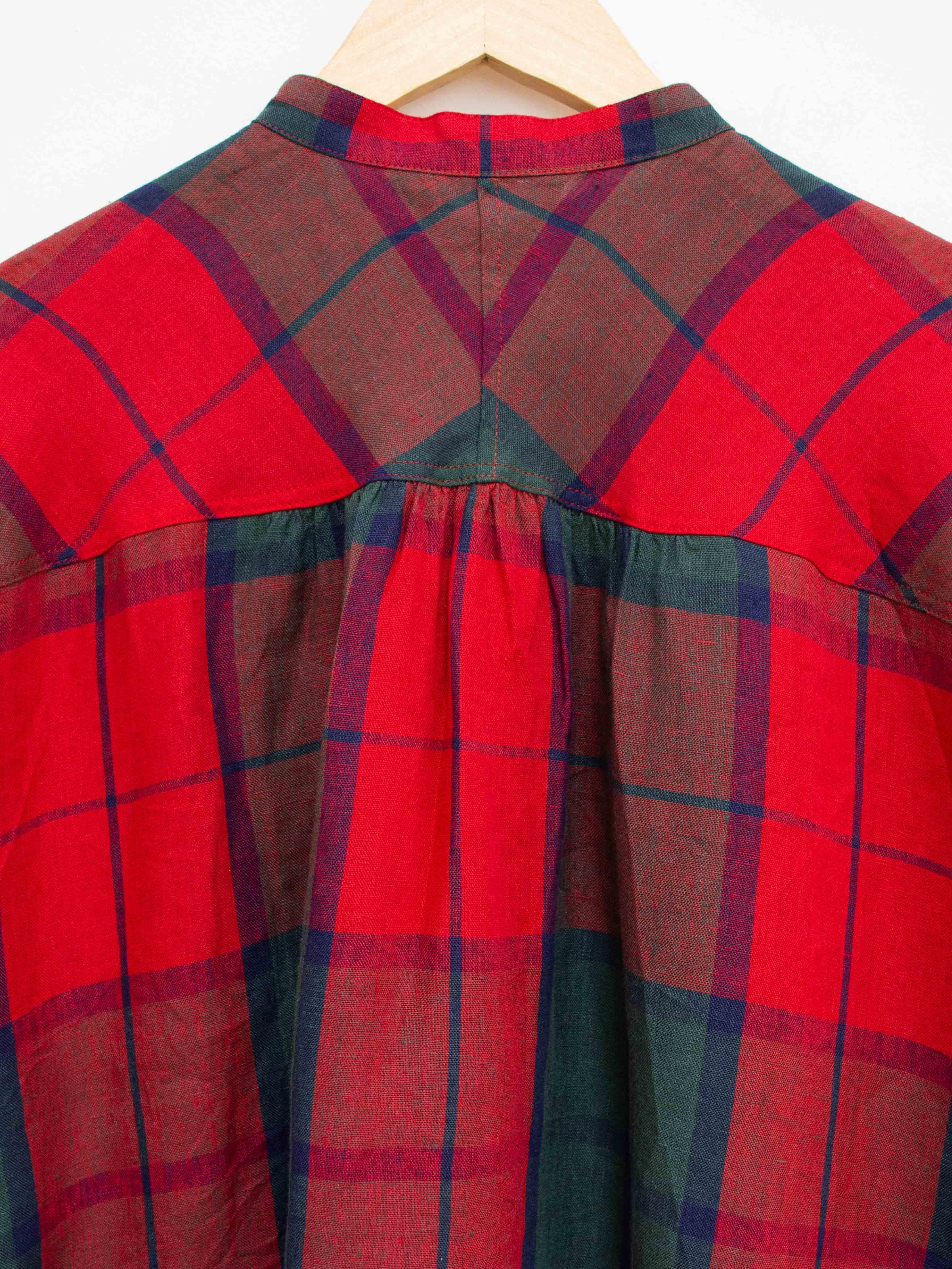 Namu Shop - Ichi Antiquites Linen Tartan Shirt - Red